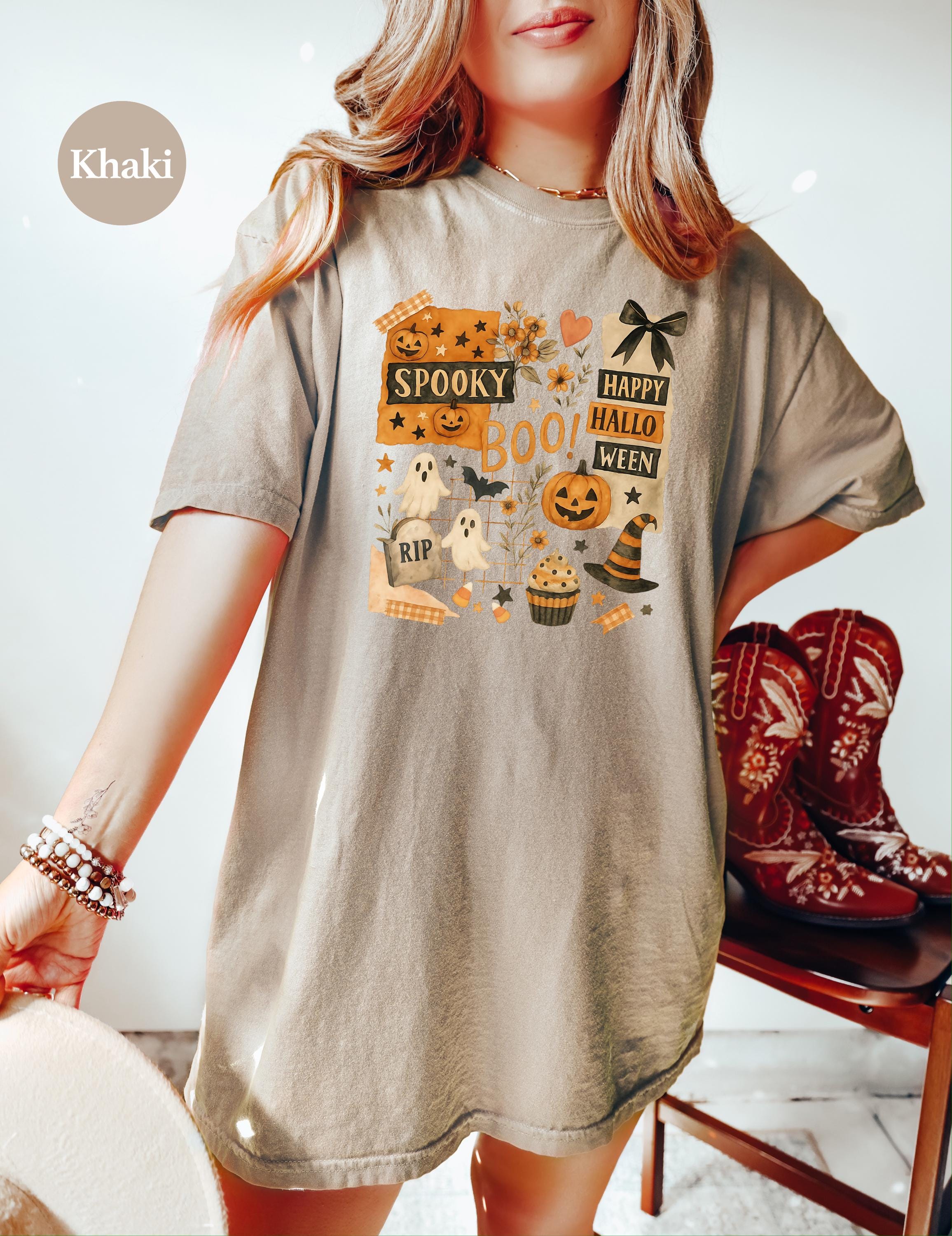 Spooky Halloween Comfort Colors Shirt, Creep it Real Shirt, Retro Pumpkin Fall T-Shirt, Boxy Tee, Unisex, Boo, Autumn T