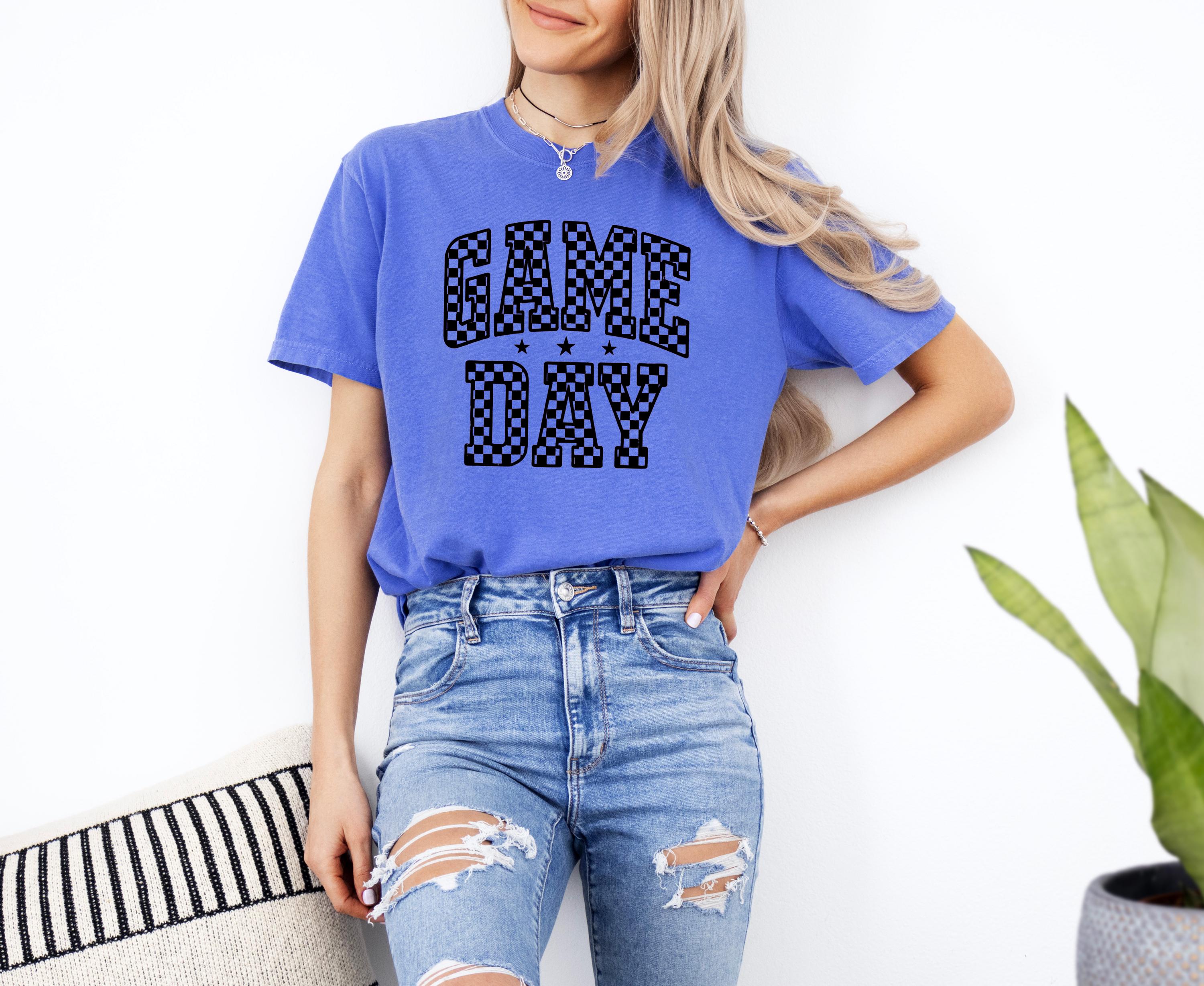 Checkered Game Day Comfort Colors Shirt, Football Team Shirt, Vintage Shirt, Football Shirt, Retro Fall Shirt, Fall Tee