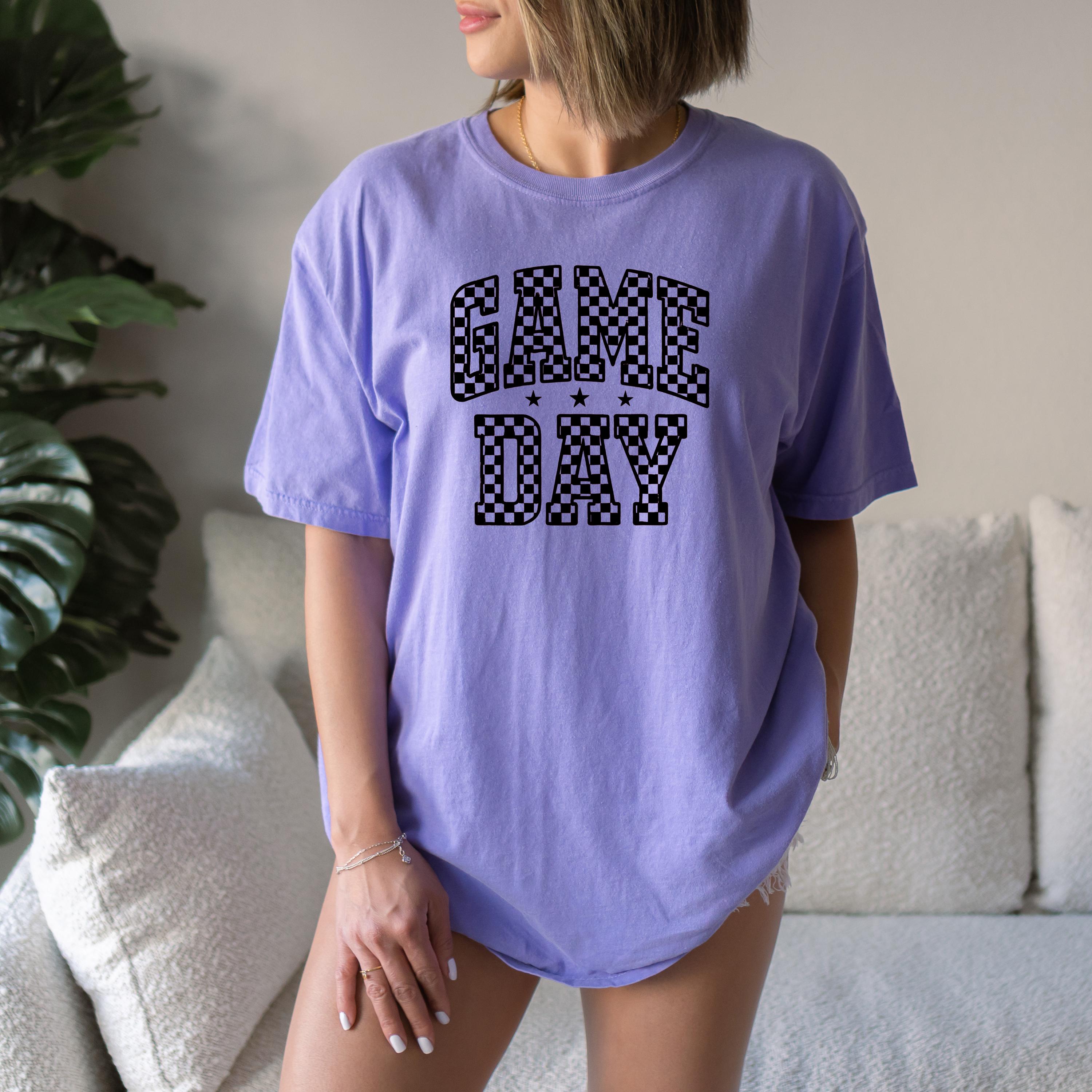 Checkered Game Day Comfort Colors Shirt, Football Team Shirt, Vintage Shirt, Football Shirt, Retro Fall Shirt, Fall Tee
