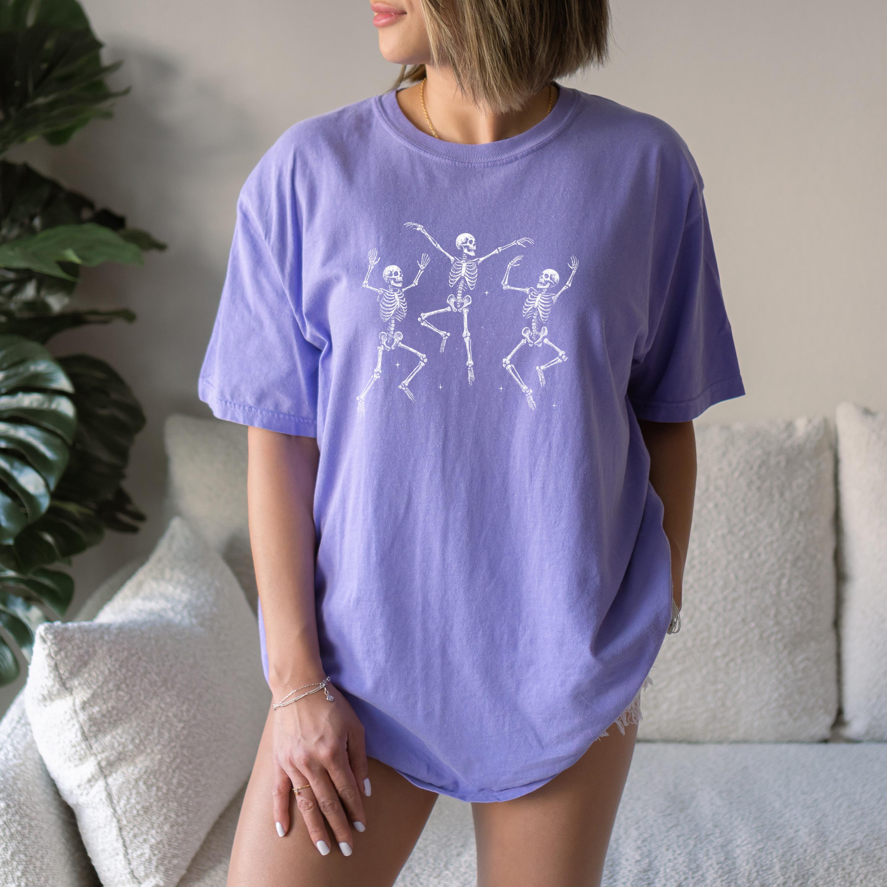Cute Dancing Skeleton Halloween Comfort Colors Shirt, Creep it Real Shirt, Spooky Shirt, Retro Fall TShirt, Boxy Tee, Unisex Autumn T