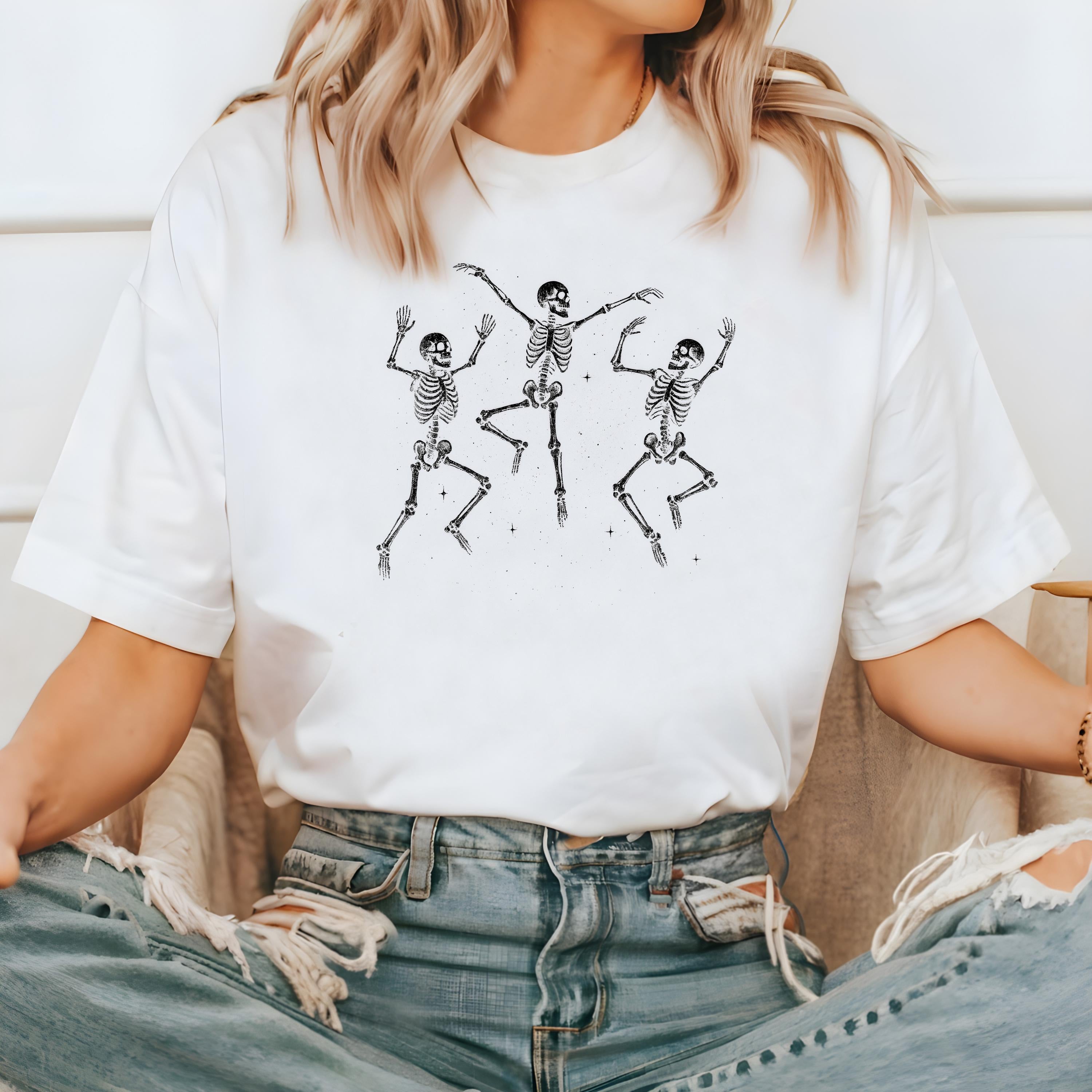 Dancing Skeleton Halloween Comfort Colors Shirt, Creep it Real Shirt, Spooky Shirt, Retro Fall TShirt, Boxy Tee, Unisex Autumn T