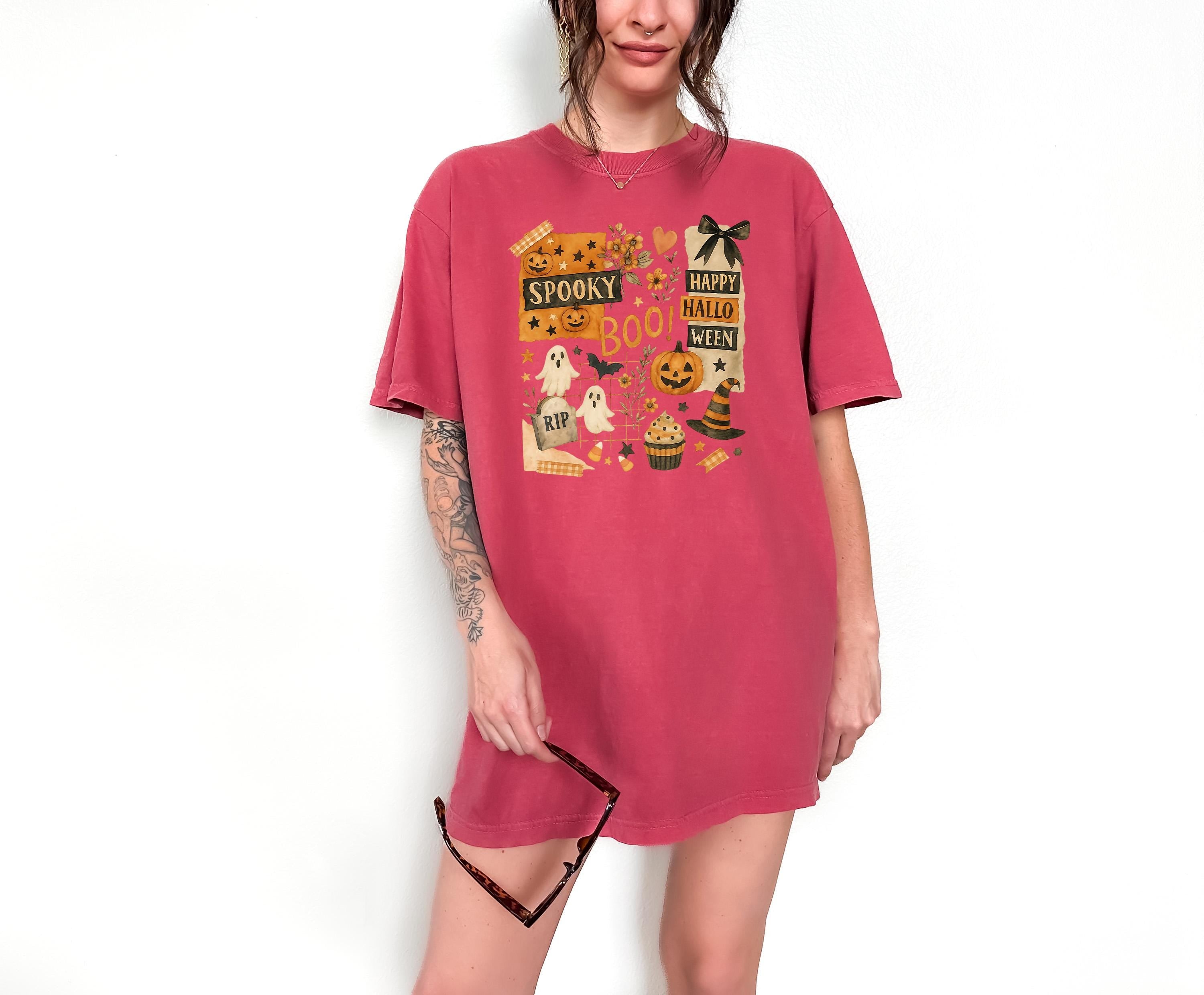 Spooky Halloween Comfort Colors Shirt, Creep it Real Shirt, Retro Pumpkin Fall T-Shirt, Boxy Tee, Unisex, Boo, Autumn T