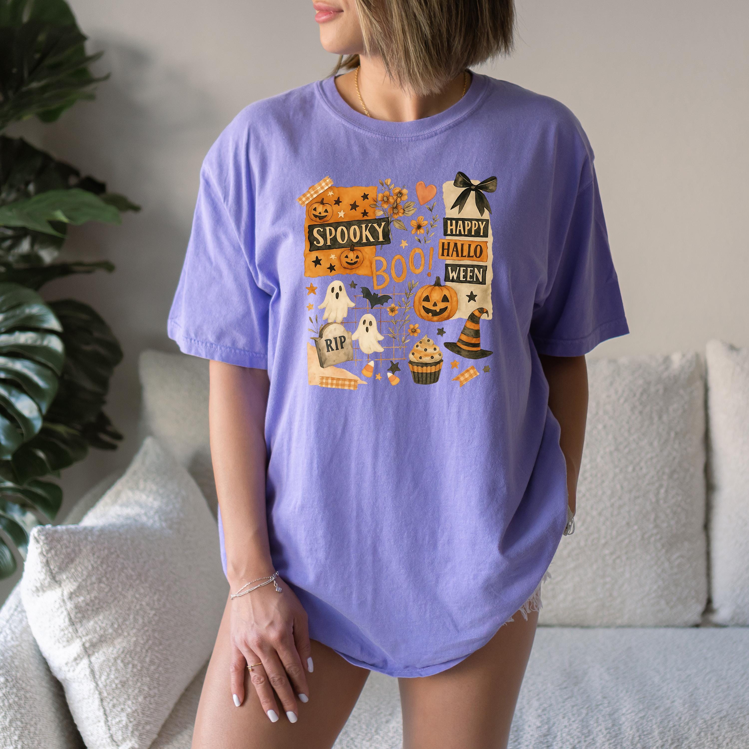 Spooky Halloween Comfort Colors Shirt, Creep it Real Shirt, Retro Pumpkin Fall T-Shirt, Boxy Tee, Unisex, Boo, Autumn T