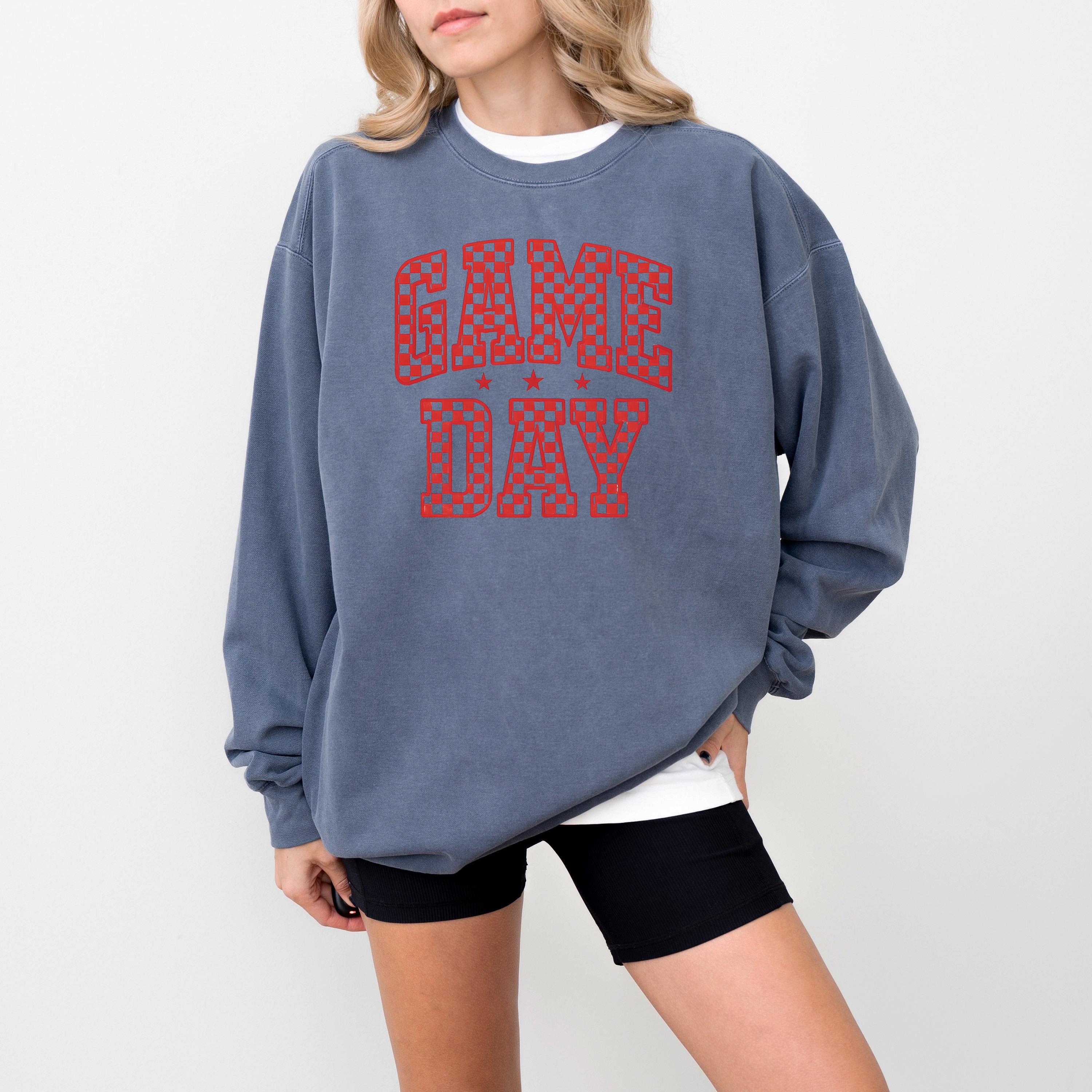 Checkered Game Day Comfort Colors Sweatshirt