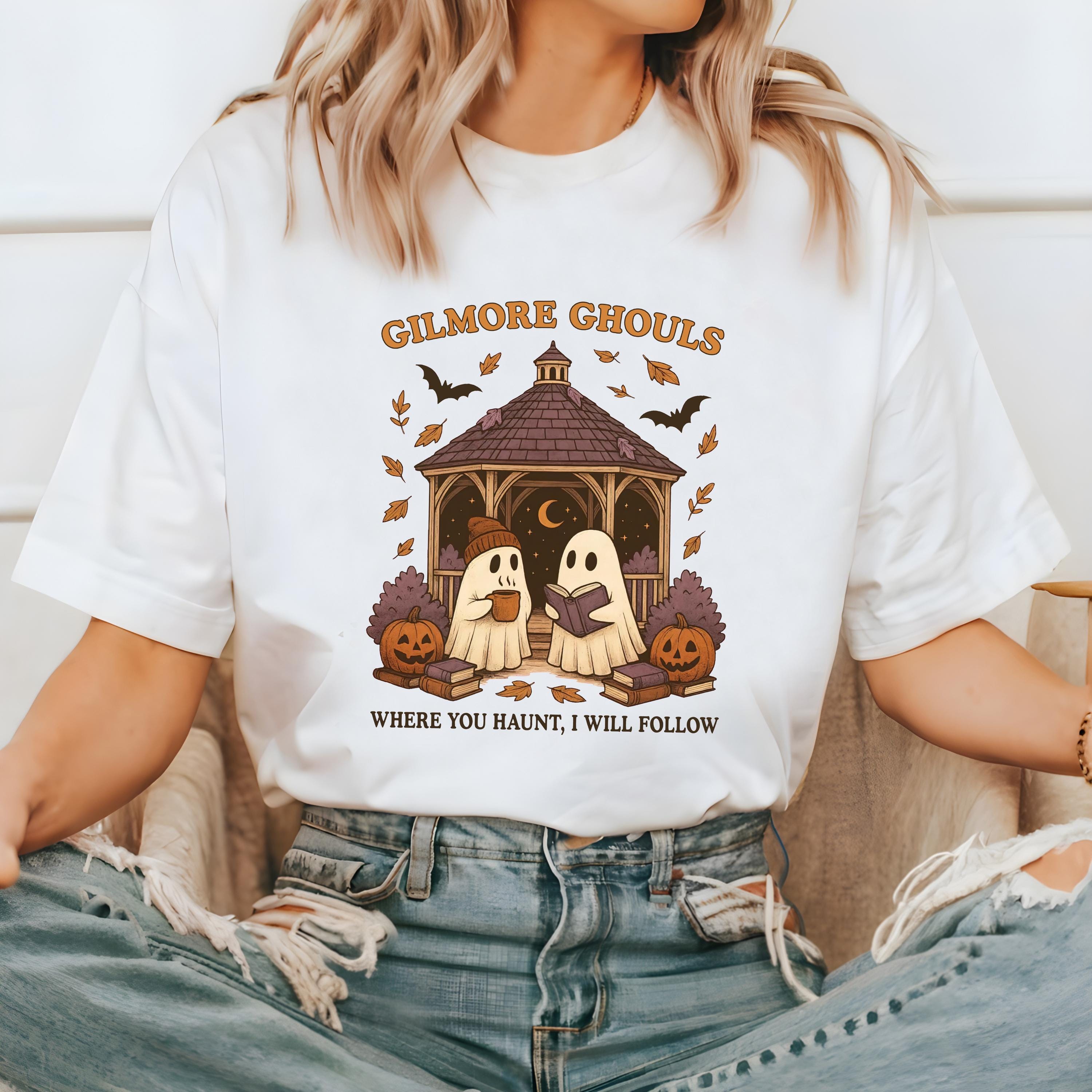 Gilmore Ghouls Comfort Colors Shirt, Cute Ghost With Coffee Halloween Shirt, Where You Haunt I Will Follow