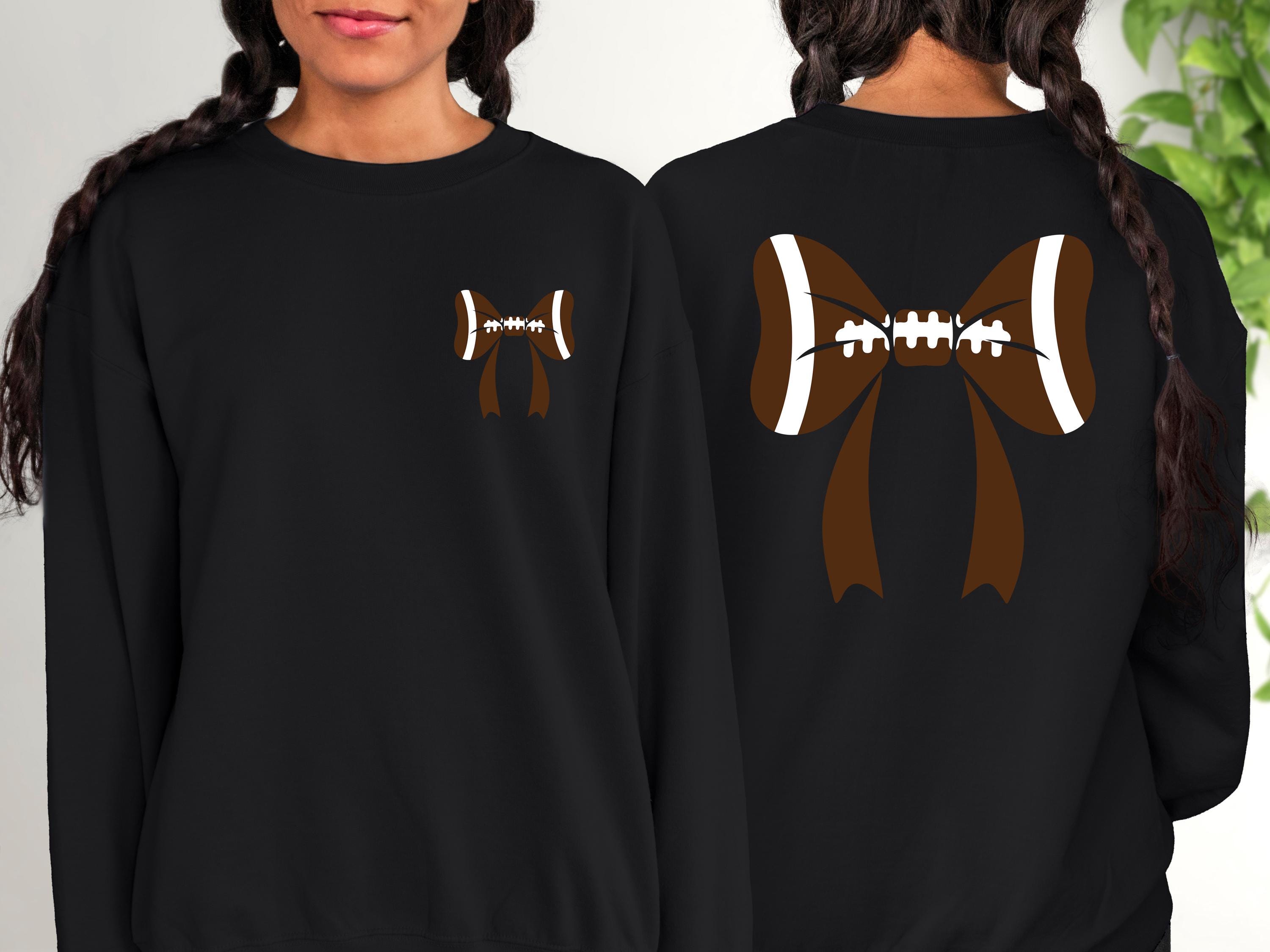 Cute Football Bows Sweatshirt, Football Fan Sweater, Football Design For the Girls, Football Game Day Crewneck Cute Football Sweatshirt