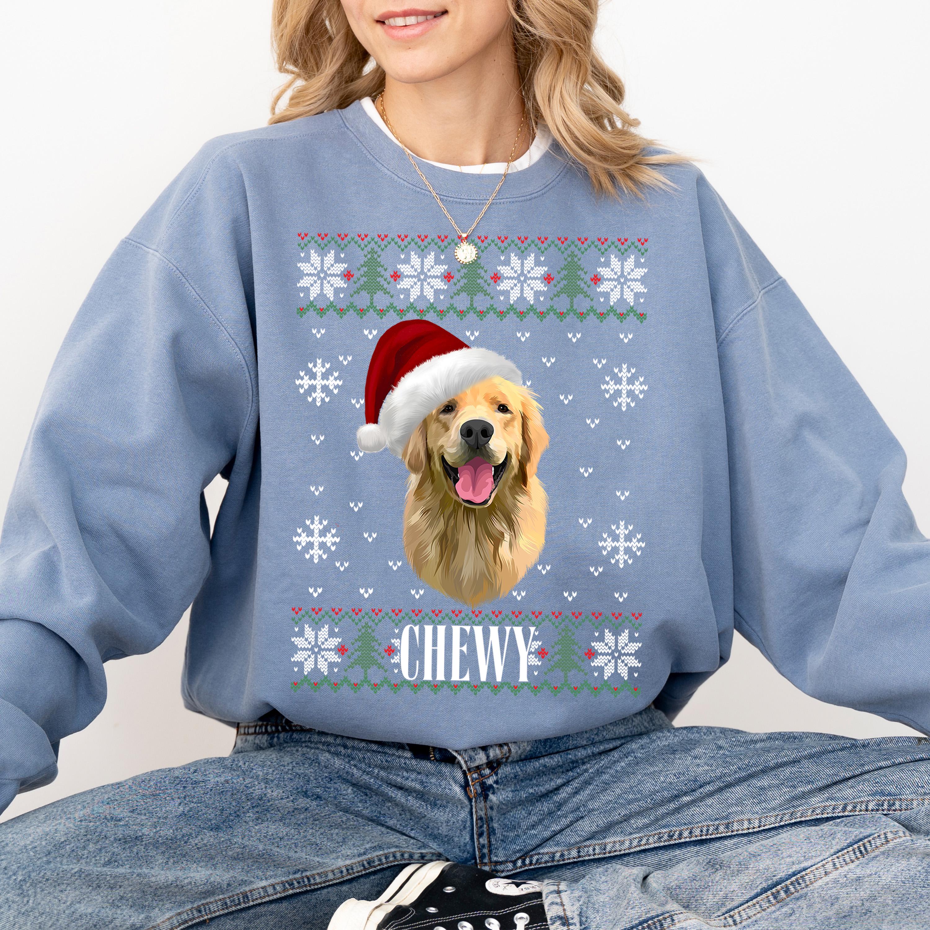Comfort Colors Custom Dog Sweatshirt, Custom Pet Christmas Ugly Sweater, Custom Dog Christmas Sweater, Mom Sweater, Ugly Christmas Sweater