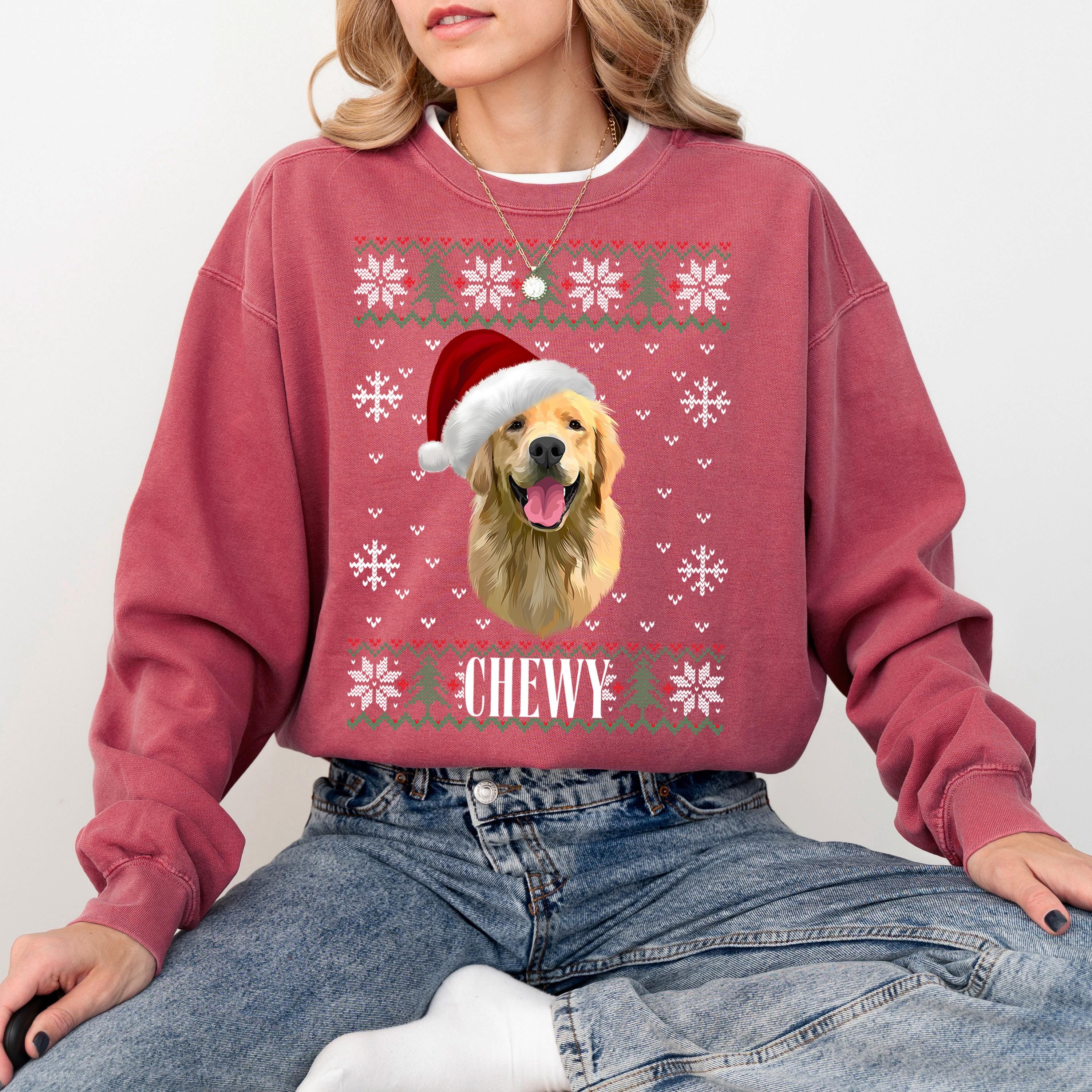 Comfort Colors Custom Dog Sweatshirt, Custom Pet Christmas Ugly Sweater, Custom Dog Christmas Sweater, Mom Sweater, Ugly Christmas Sweater