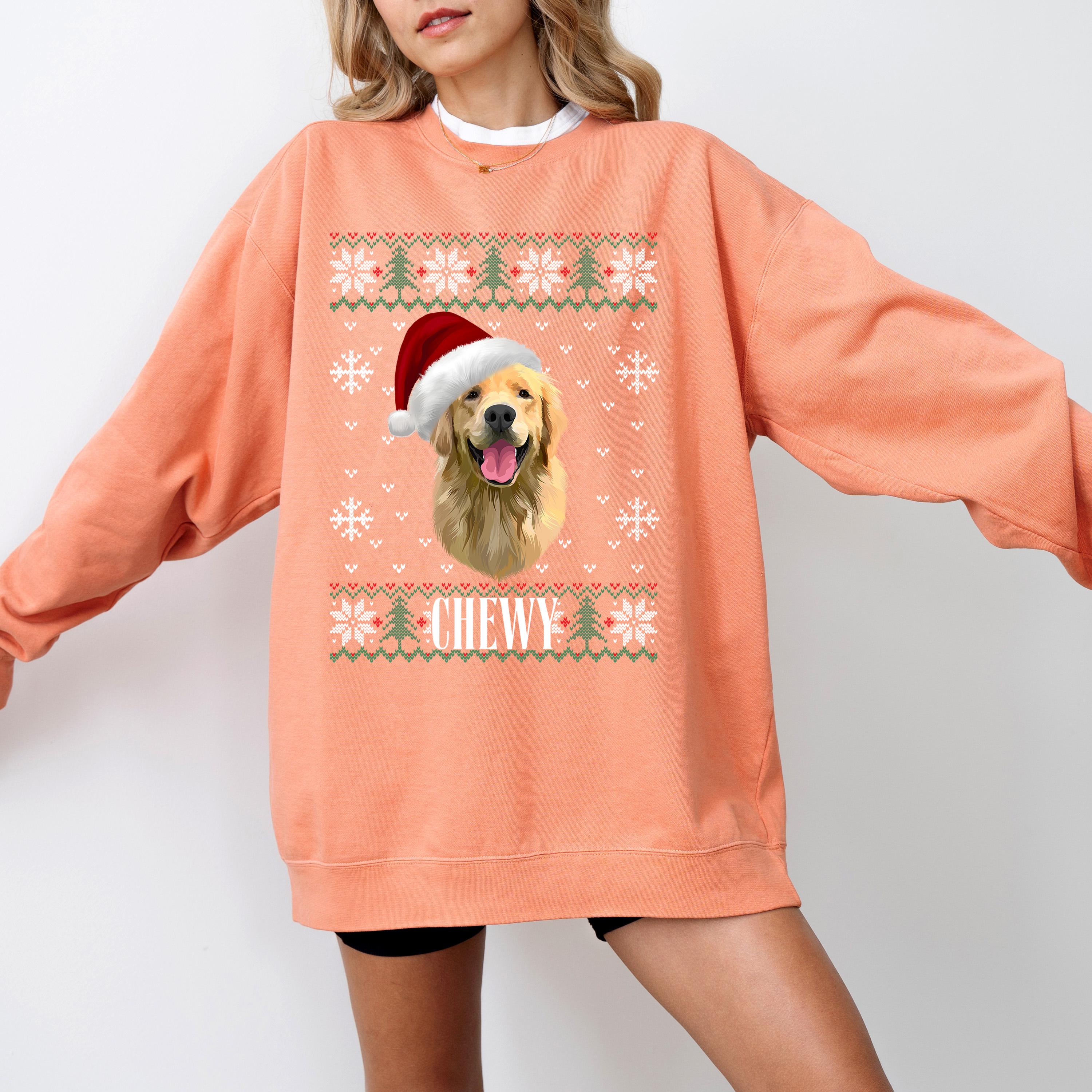Comfort Colors Custom Dog Sweatshirt, Custom Pet Christmas Ugly Sweater, Custom Dog Christmas Sweater, Mom Sweater, Ugly Christmas Sweater