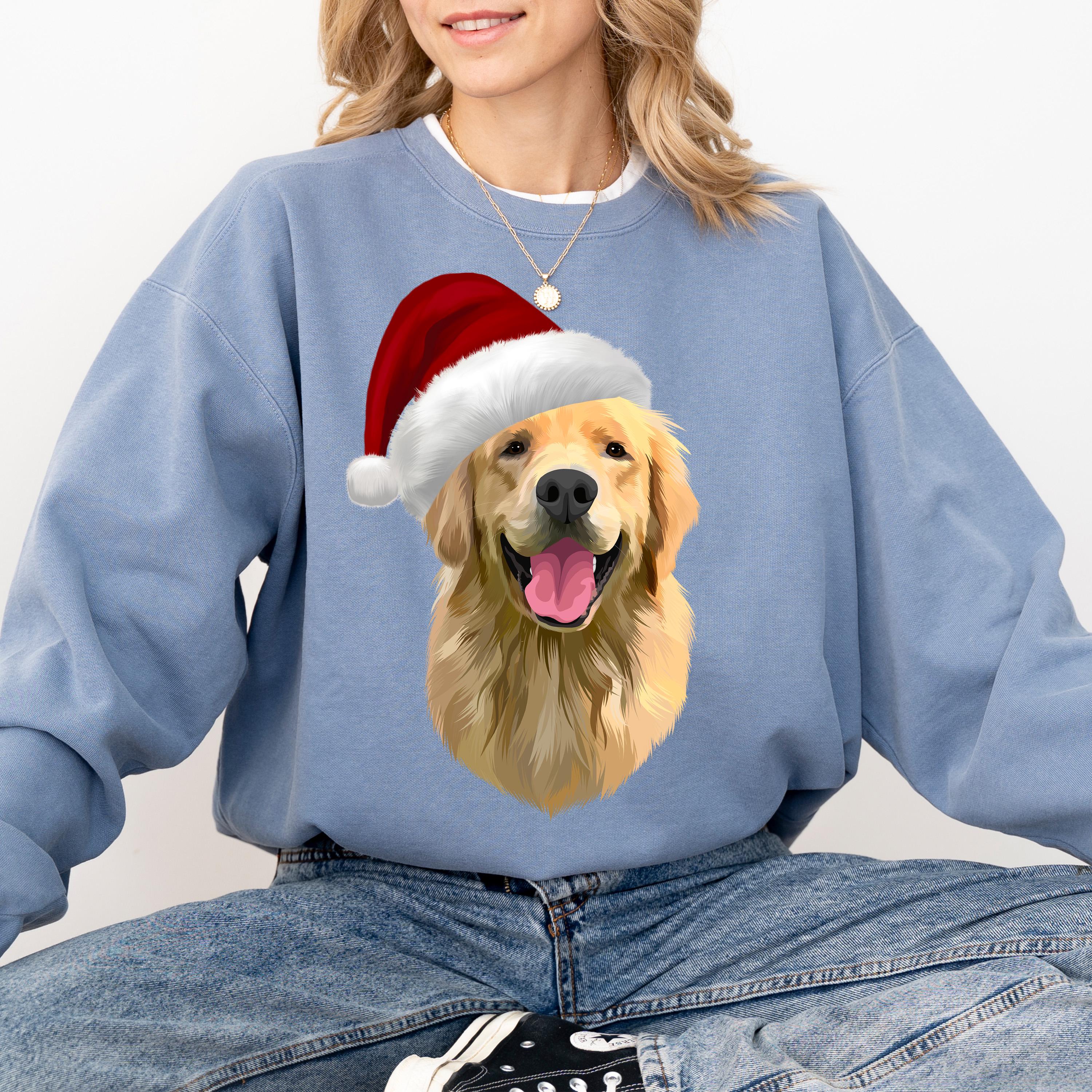 Comfort Colors Custom Dog Sweatshirt, Custom Pet Christmas Ugly Sweater, Custom Dog Christmas Sweater, Mom Sweater, Christmas Sweater, Santa