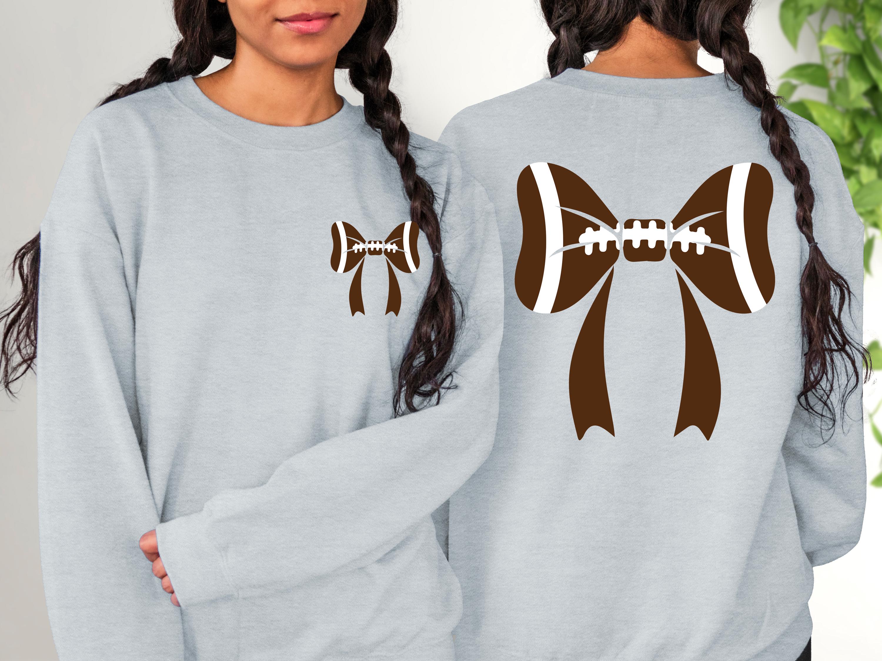 Cute Football Bows Sweatshirt, Football Fan Sweater, Football Design For the Girls, Football Game Day Crewneck Cute Football Sweatshirt