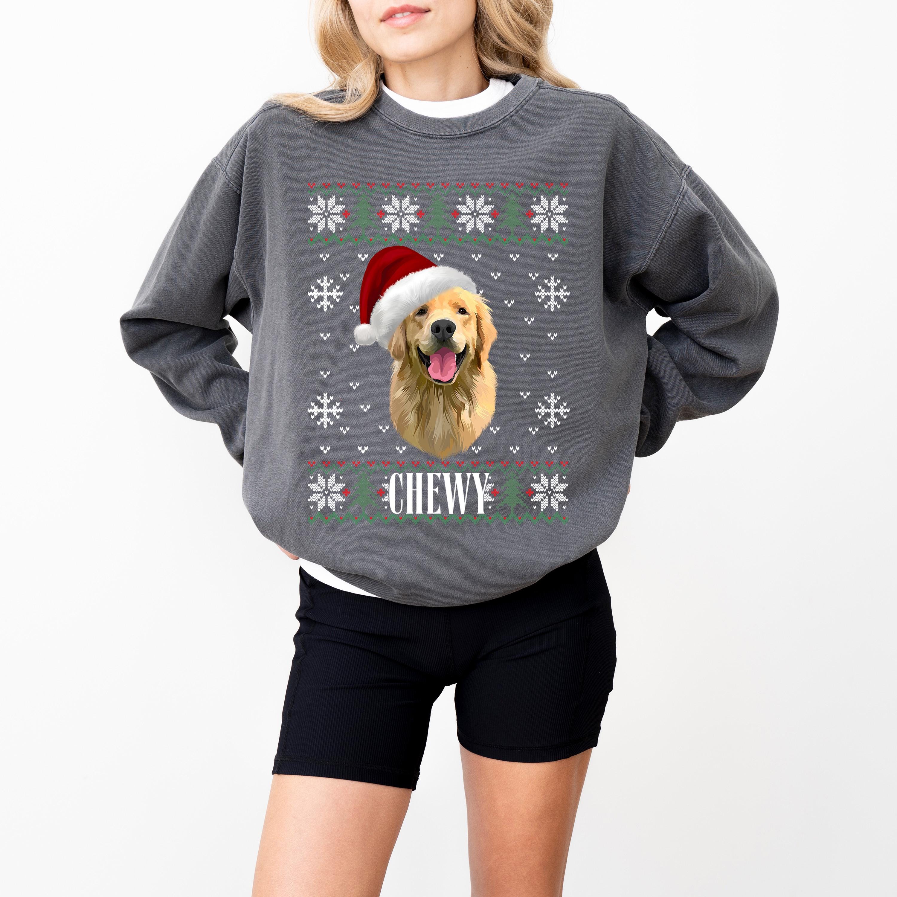 Comfort Colors Custom Dog Sweatshirt, Custom Pet Christmas Ugly Sweater, Custom Dog Christmas Sweater, Mom Sweater, Ugly Christmas Sweater