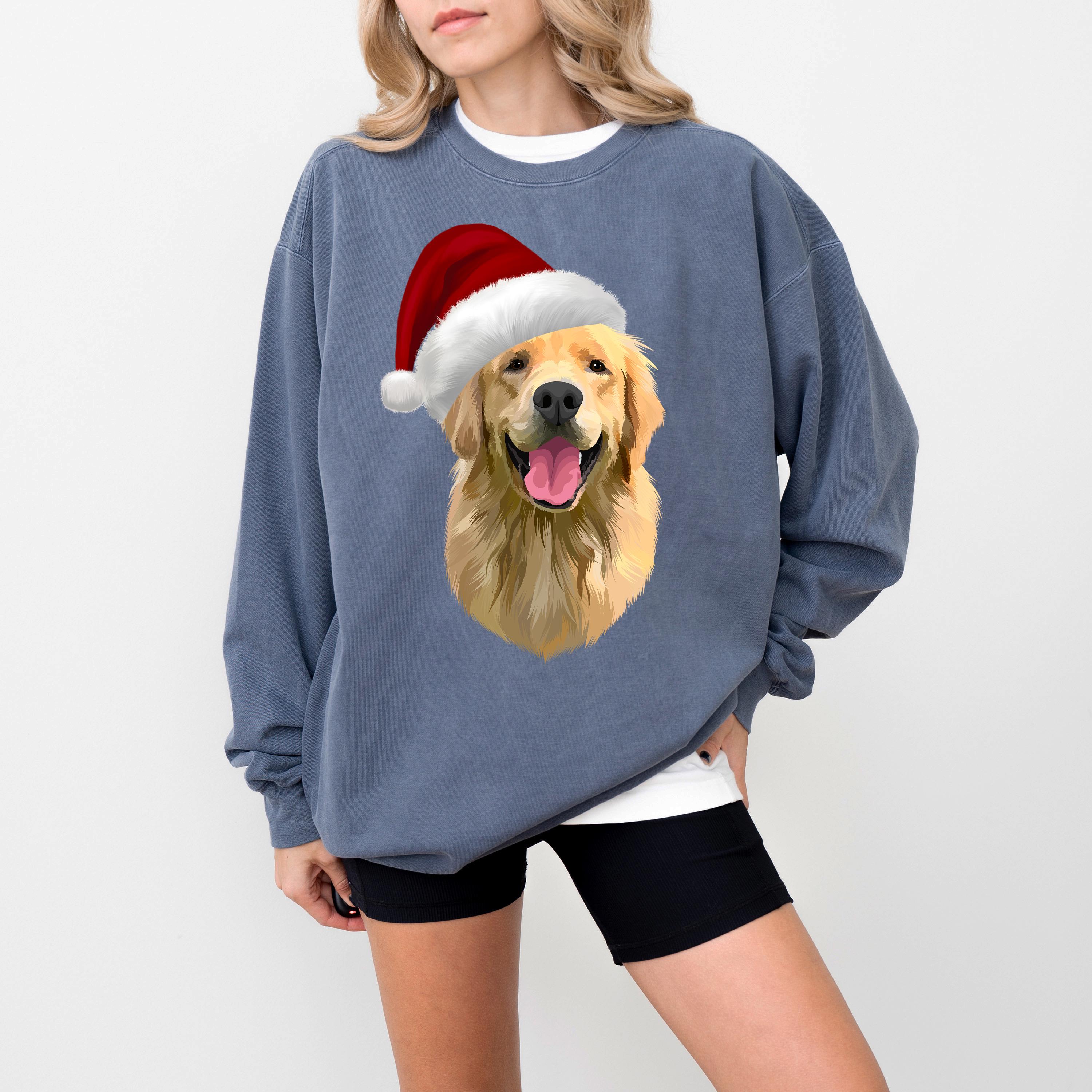 Comfort Colors Custom Dog Sweatshirt, Custom Pet Christmas Ugly Sweater, Custom Dog Christmas Sweater, Mom Sweater, Christmas Sweater, Santa
