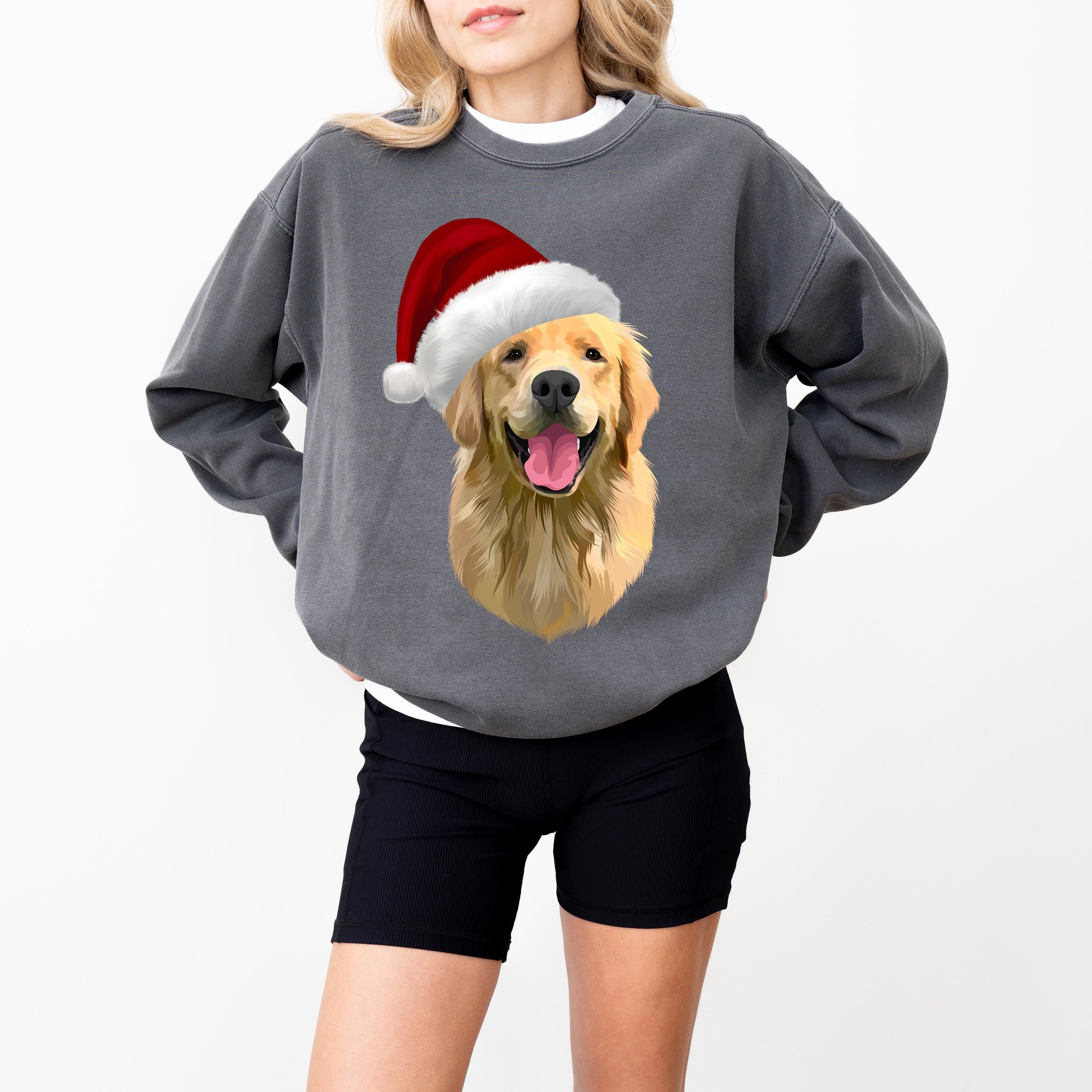 Comfort Colors Custom Dog Sweatshirt, Custom Pet Christmas Ugly Sweater, Custom Dog Christmas Sweater, Mom Sweater, Christmas Sweater, Santa
