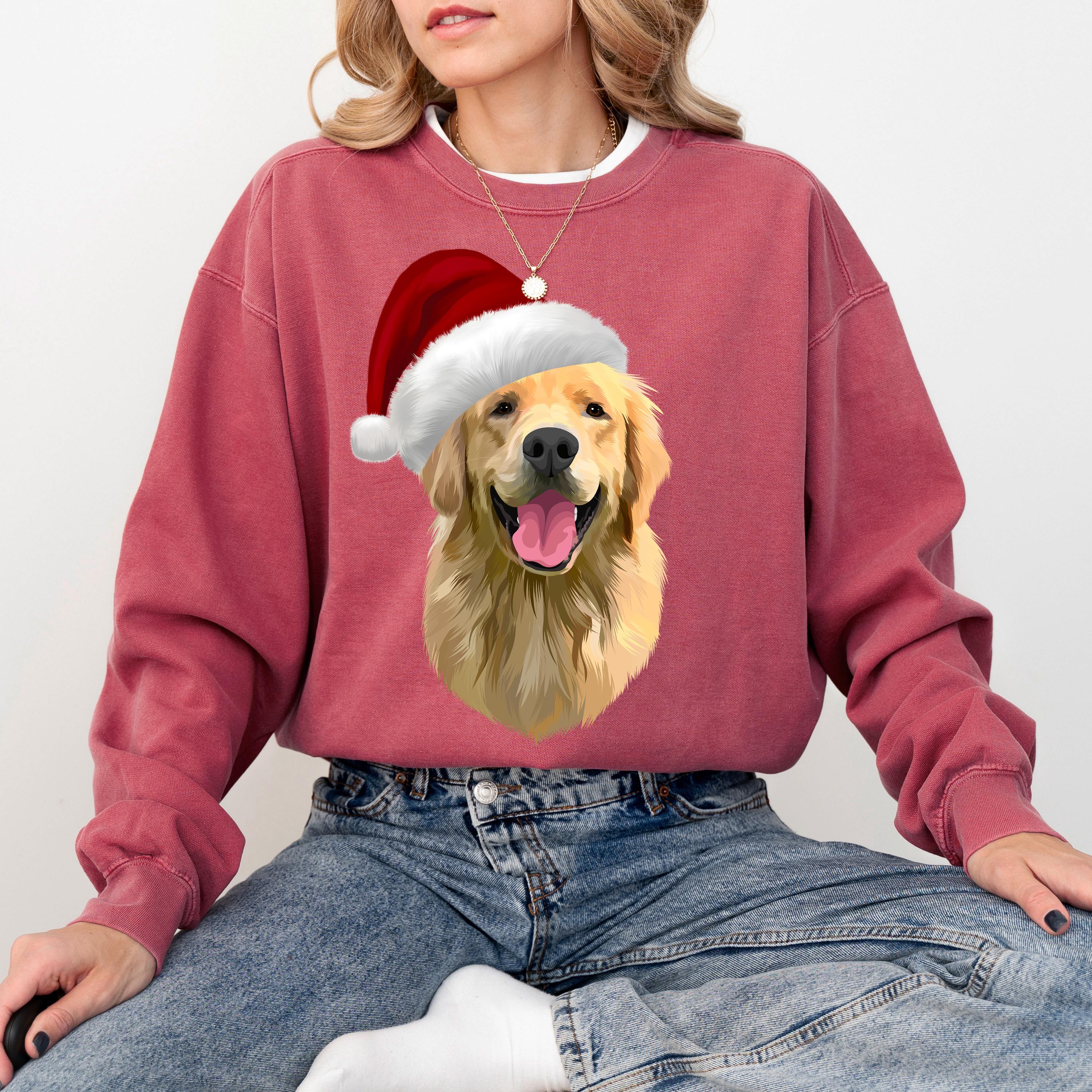 Comfort Colors Custom Dog Sweatshirt, Custom Pet Christmas Ugly Sweater, Custom Dog Christmas Sweater, Mom Sweater, Christmas Sweater, Santa