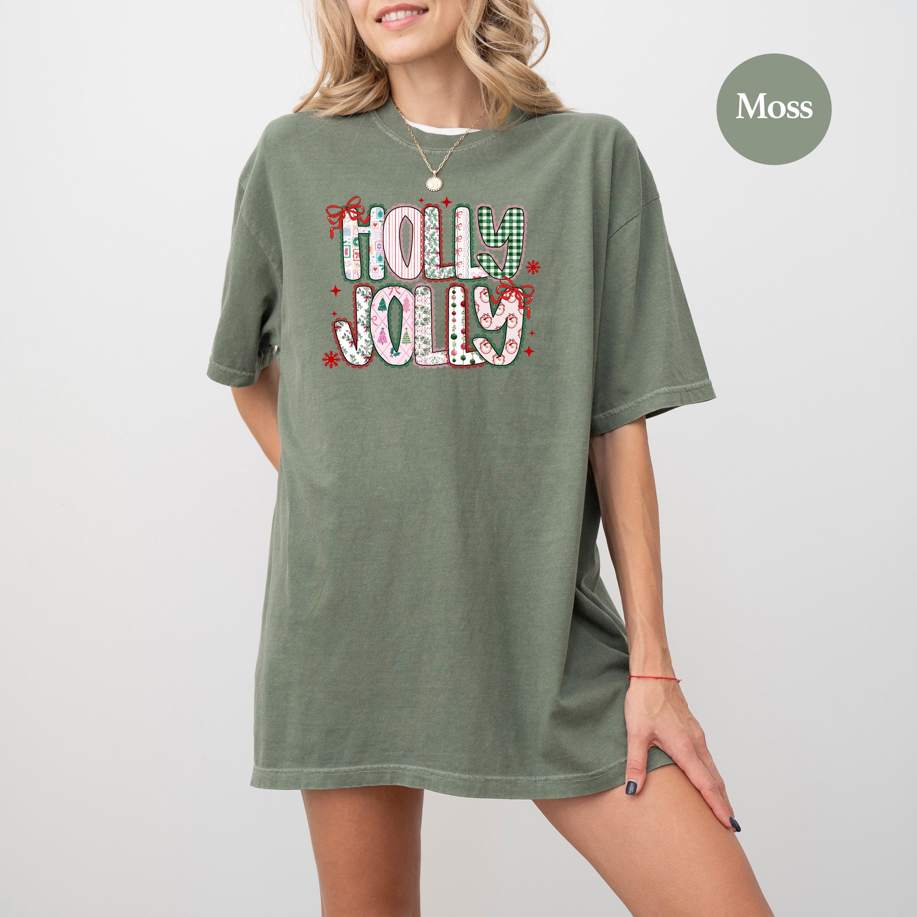 Holly Jolly Christmas Comfort Colors Shirt, Girly Christmas TShirt, Holiday Shirt, Cozy Tee, Christmas Design, Pink Design, 2025 Christmas