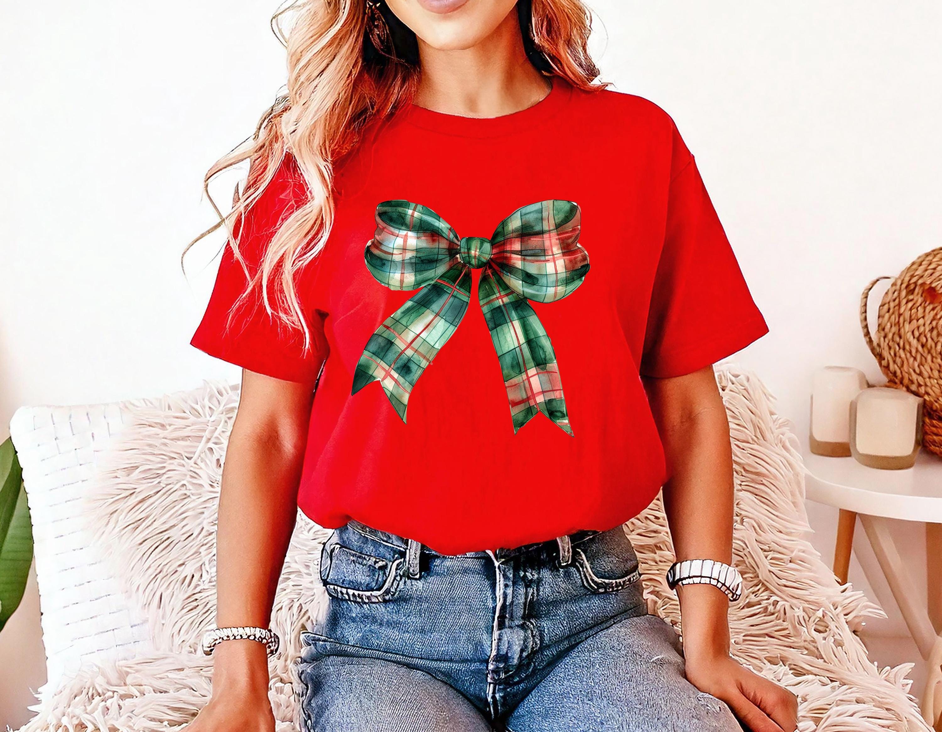 Christmas Plaid Comfort Colors Shirt, Nostalgic Christmas TShirt, Holiday Shirt, Cozy T, Christmas Design, Green Bow Design, Christmas 2025