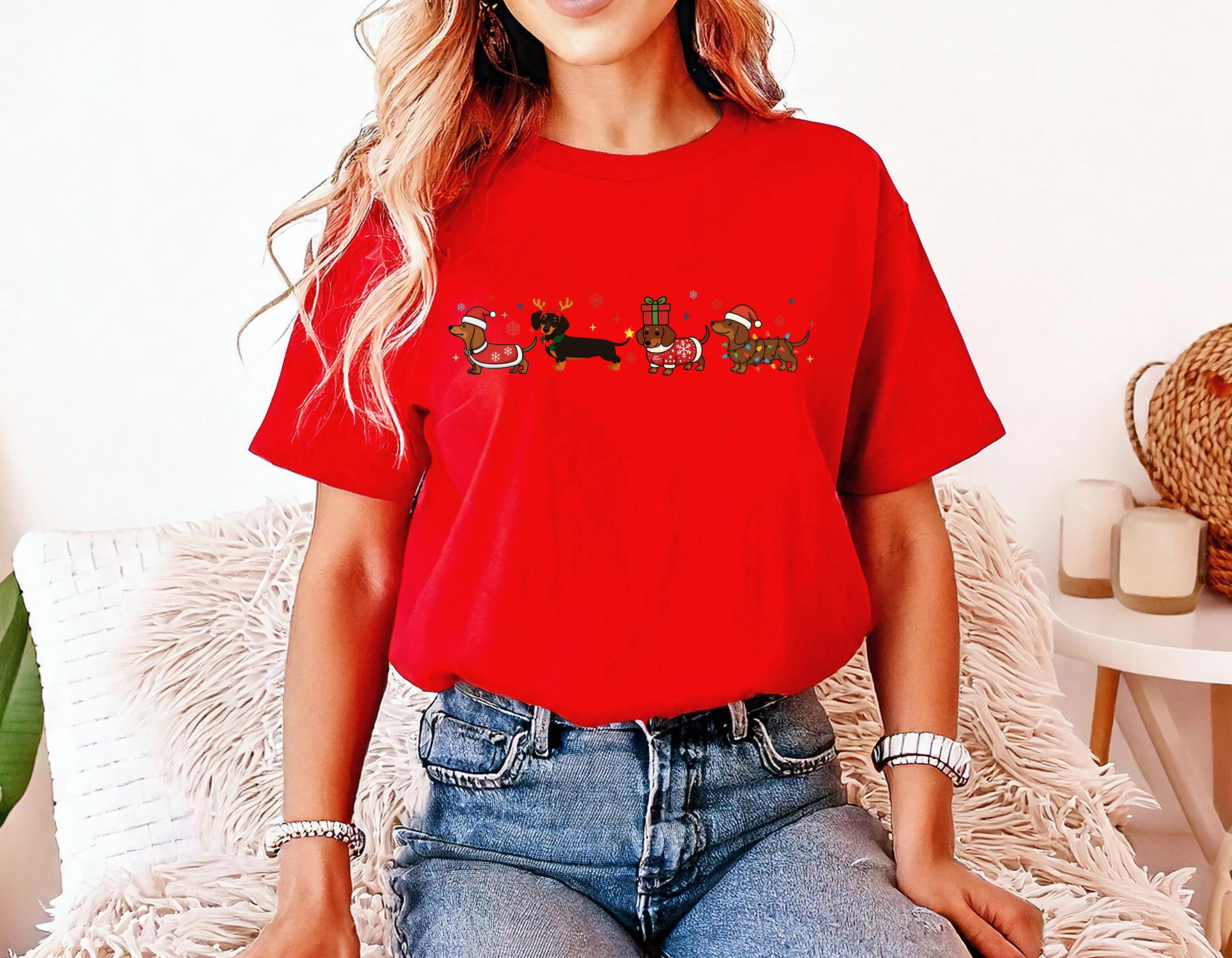Dachshund Christmas Comfort Colors Shirt, Retro Christmas TShirt, Unisex Holiday Shirt, Cozy T, Christmas Design, Christmas 2025