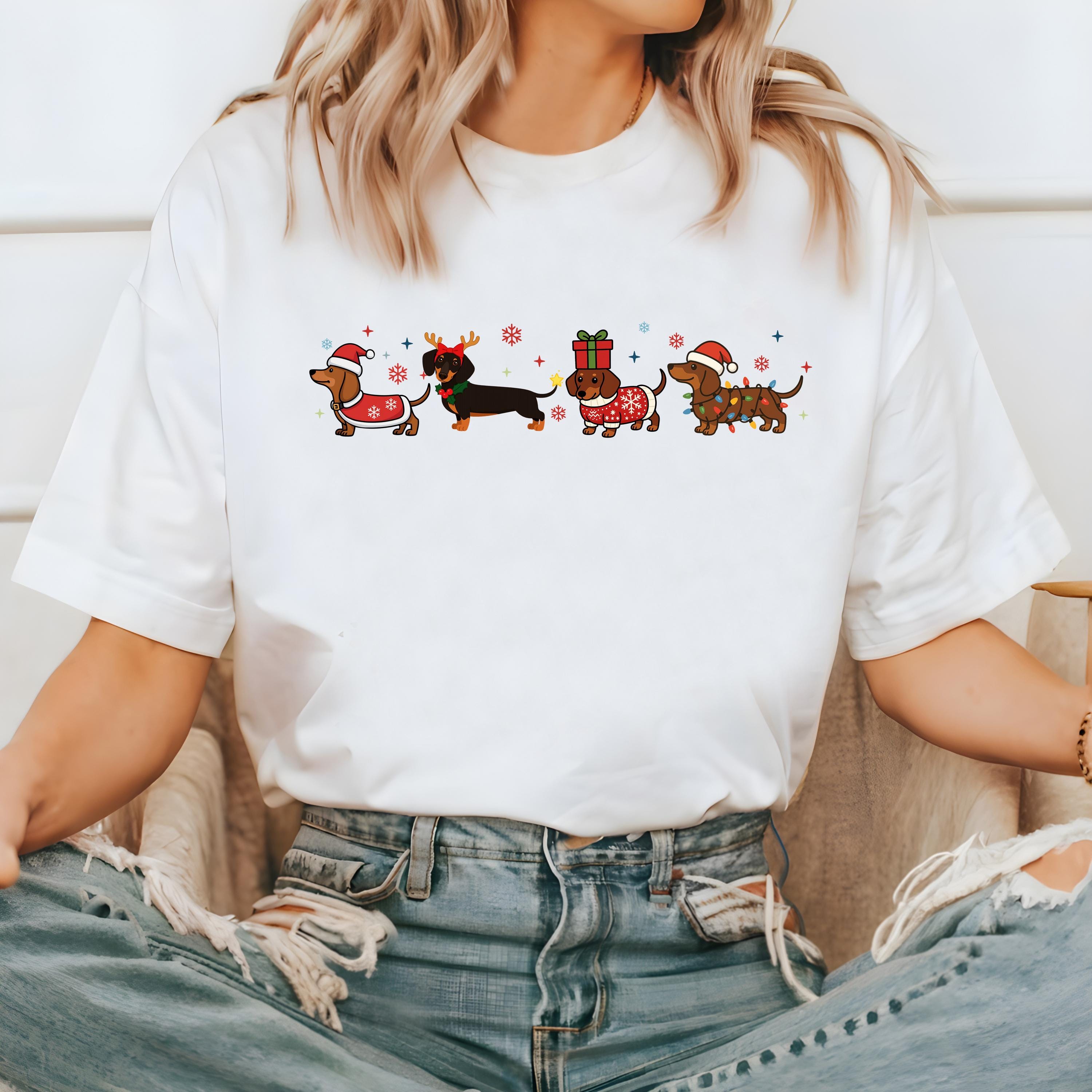 Dachshund Christmas Comfort Colors Shirt, Retro Christmas TShirt, Unisex Holiday Shirt, Cozy T, Christmas Design, Christmas 2025