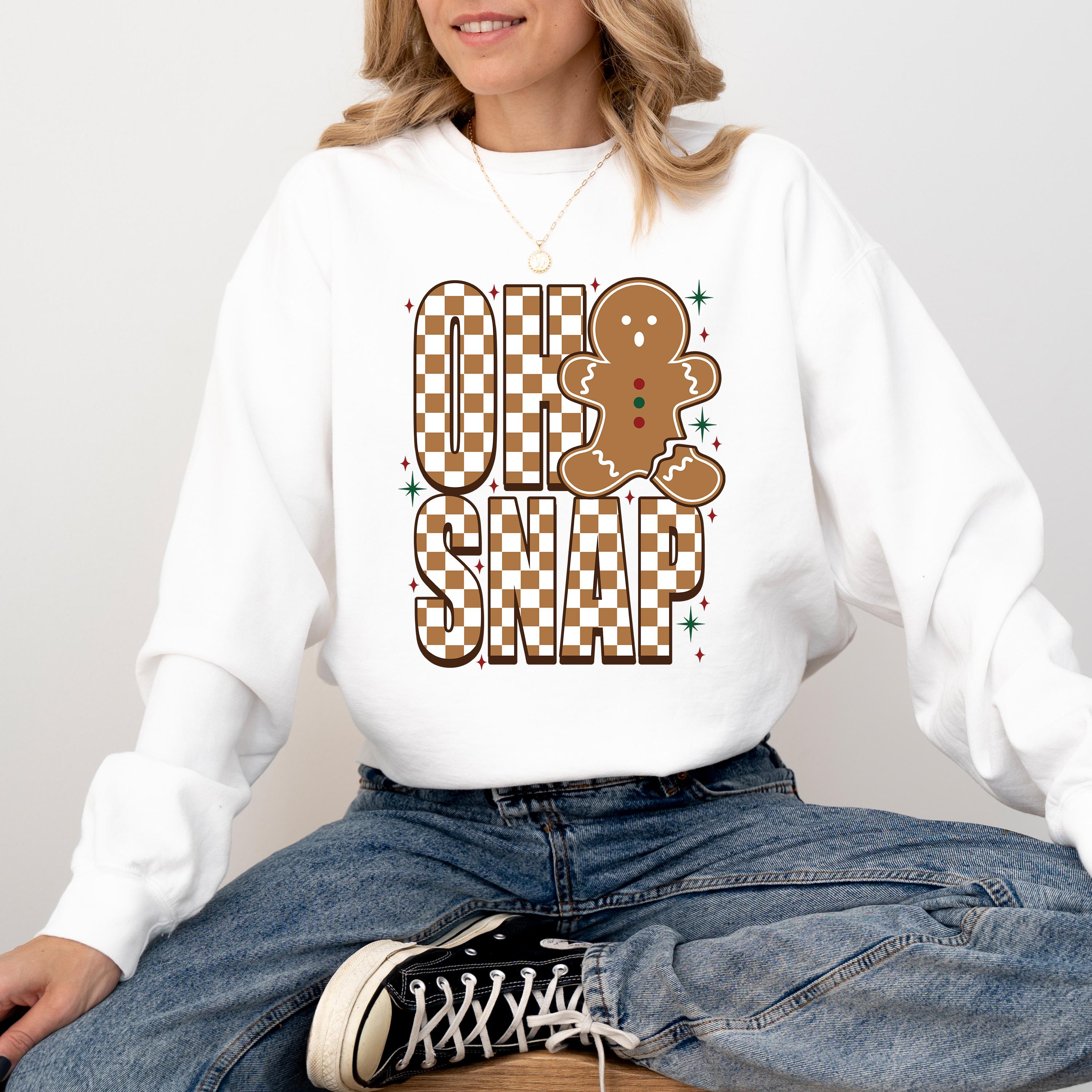 Gingerbread Man Comfort Colors Sweatshirt: Retro Christmas Design, Oh Snap Christmas Sweater, Holiday Crewneck, Checkered Design