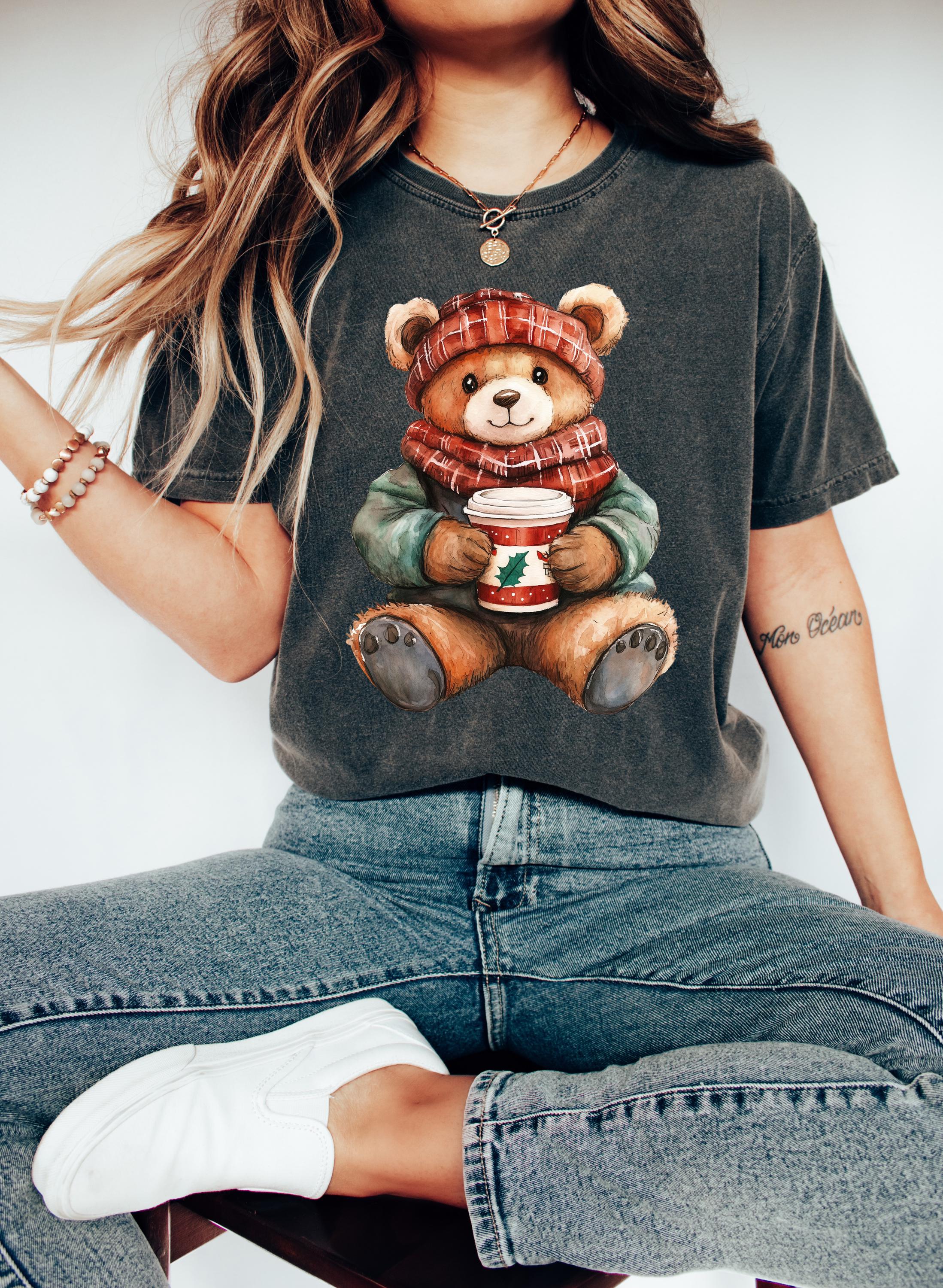 Christmas Teddy Bear Comfort Colors Shirt, Nostalgic Christmas TShirt, Holiday Shirt, Cozy Tee, Christmas Design, RL Christmas,