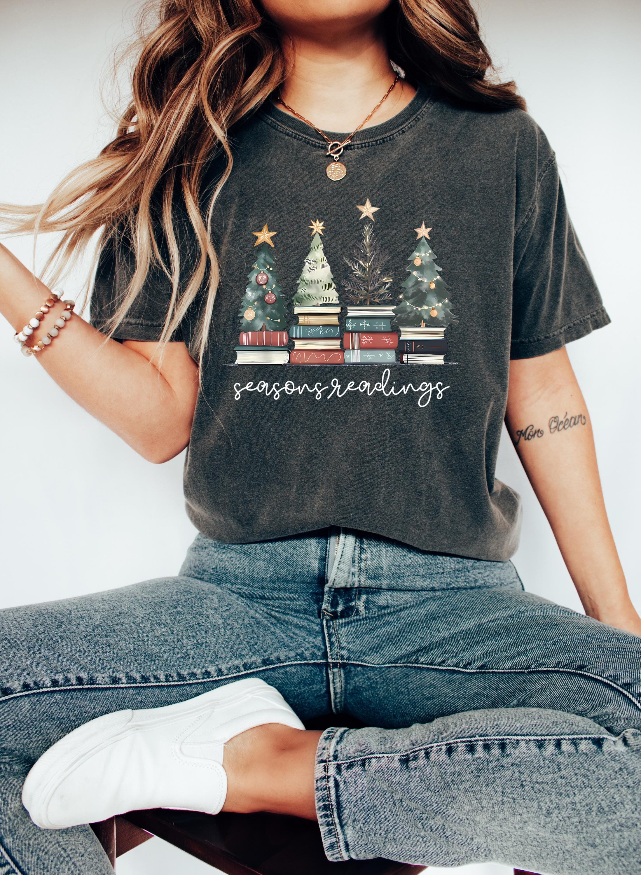 Seasons Readings Comfort Colors Shirt, Nostalgic Christmas TShirt, Holiday Shirt, Cozy Tee, Christmas Design, Bookish Christmas T