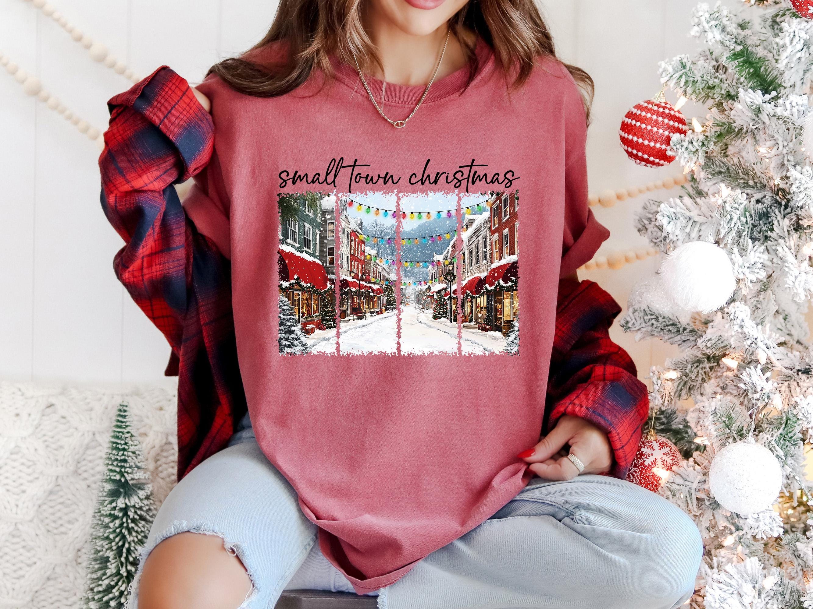 Small Town Christmas Comfort Colors Shirt, Nostalgic Christmas TShirt, Unisex Holiday Shirt, Cozy T, Christmas Design, Christmas 2025