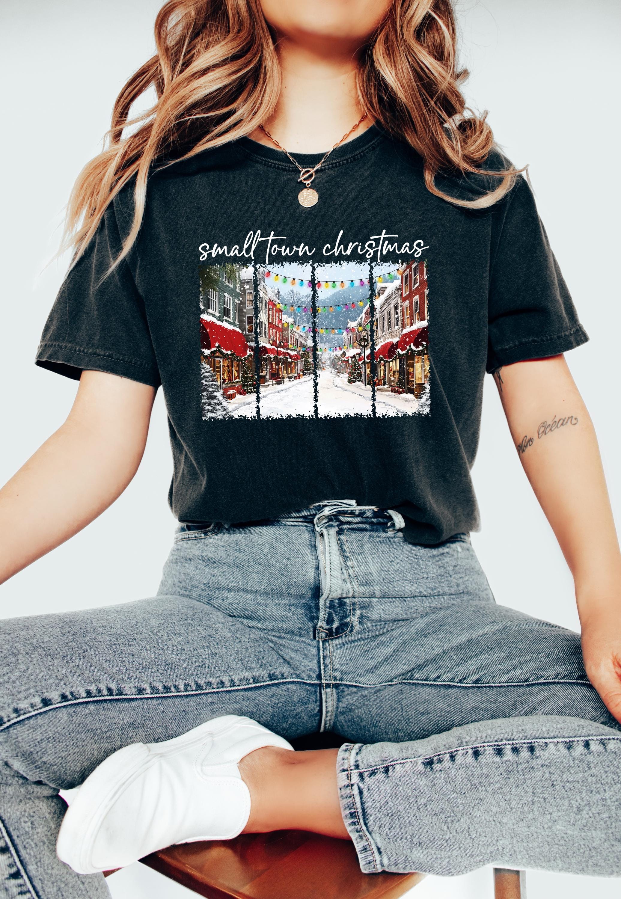 Nostalgic Comfort Colors Shirt, Small Town Christmas Retro Christmas TShirt, Unisex Holiday Shirt, Cozy T, Christmas Design, Christmas 2025