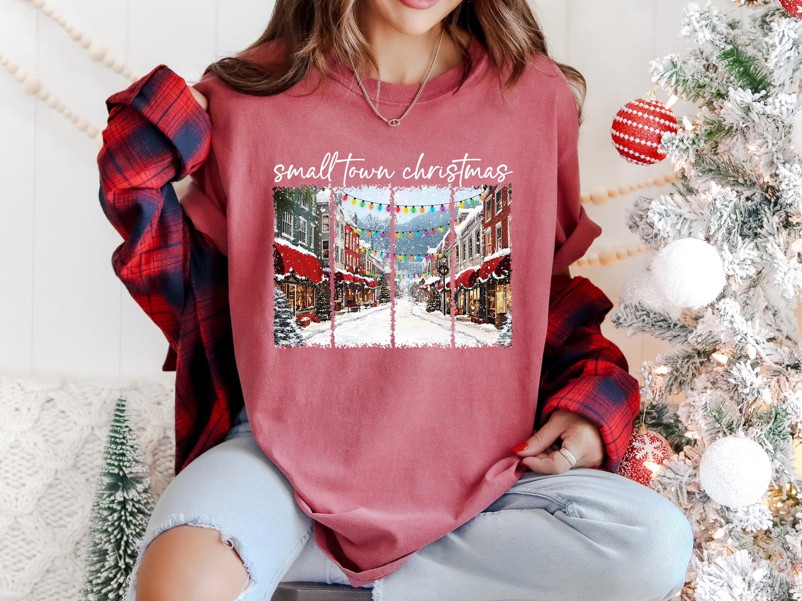 Nostalgic Comfort Colors Shirt, Small Town Christmas Retro Christmas TShirt, Unisex Holiday Shirt, Cozy T, Christmas Design, Christmas 2025