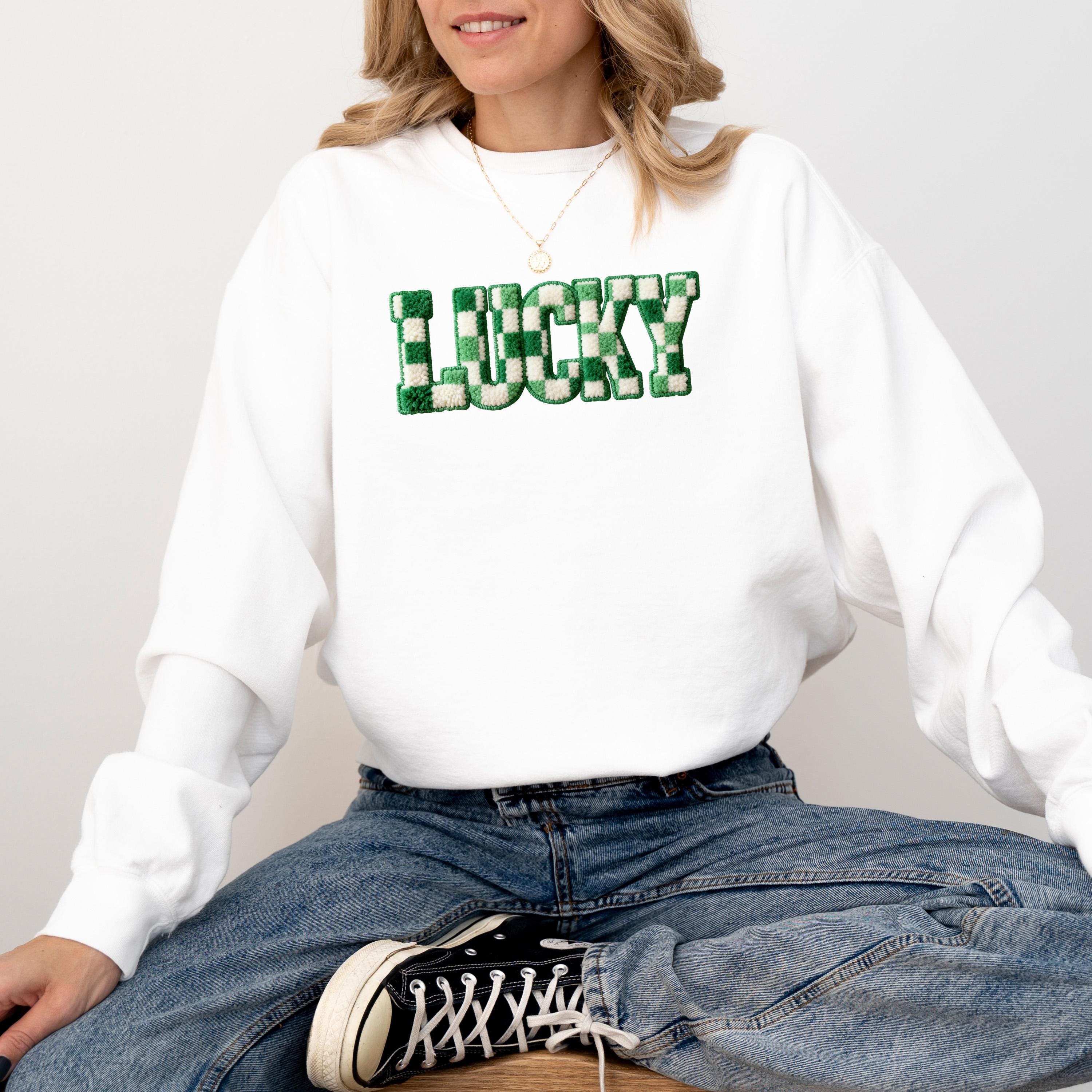 FAUX Yarn Lucky Comfort Colors St Patty's Day Sweater, St Patrick's Day Crew neck, Green Sweater