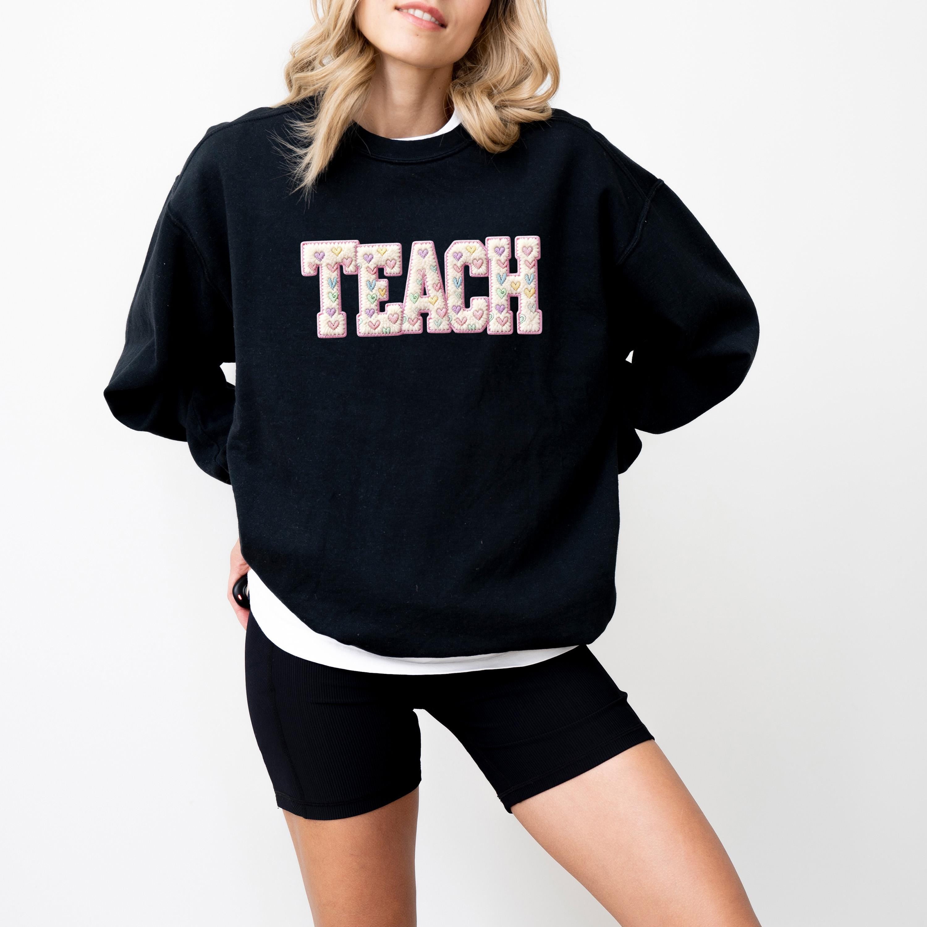 FAUX Yarn Teacher Comfort Colors Valentines Day Sweater, Valentines Day Crew Neck, Green Sweater