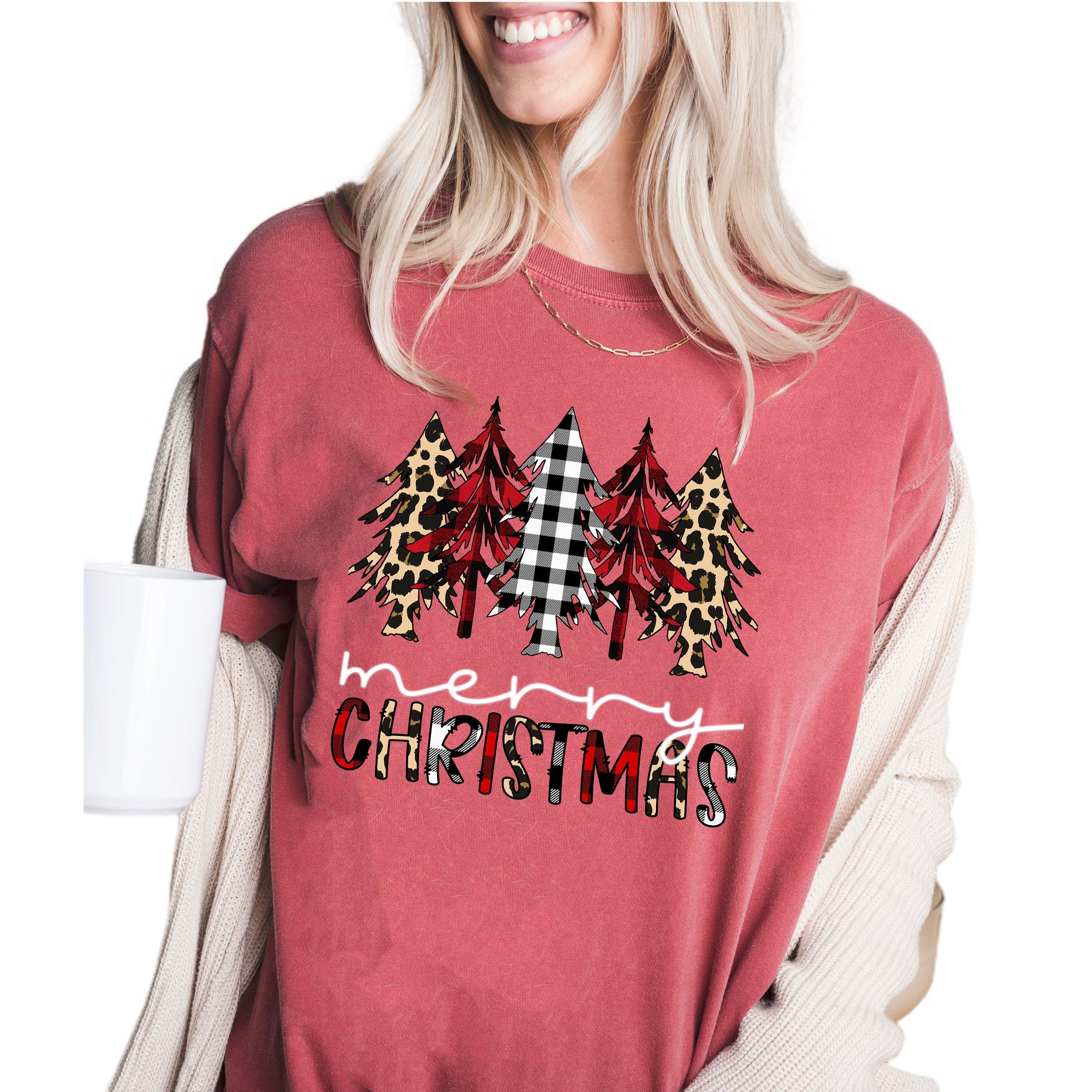 Retro Christmas Vintage Washed Shirt, Merry Christmas Tree Shirt, Vintage Santa Christmas Shirt,