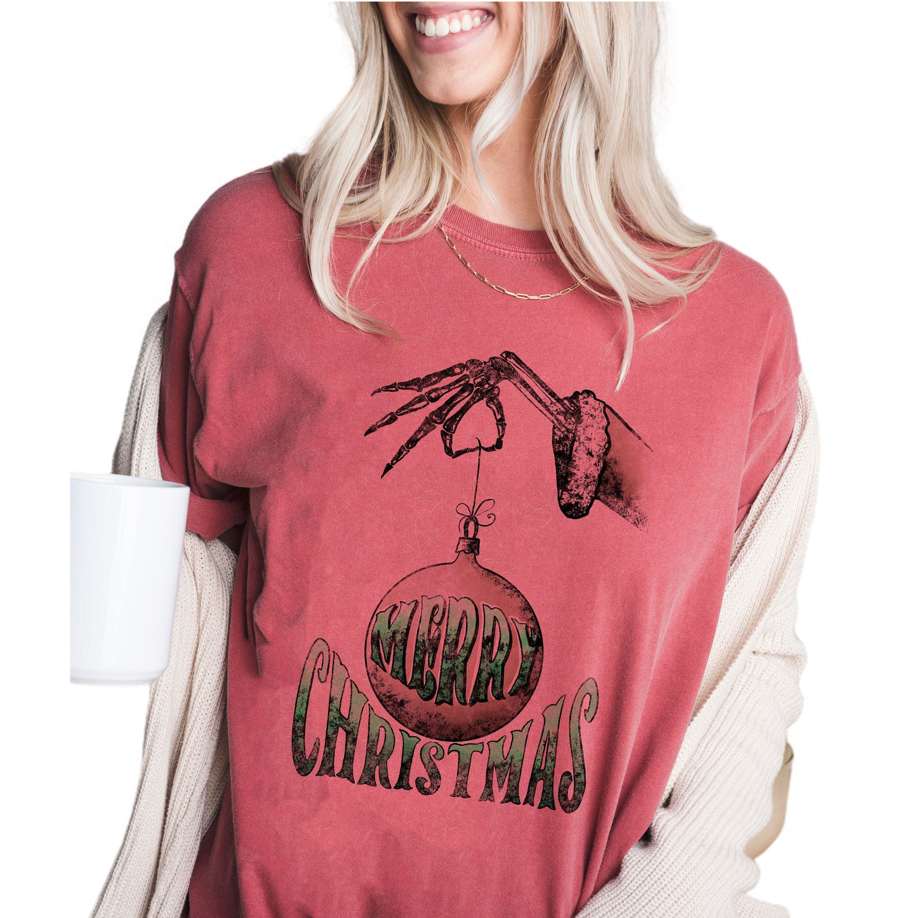 Retro Christmas Vintage Washed Shirt, Merry Christmas Tree Shirt, Vintage Santa Christmas Shirt,