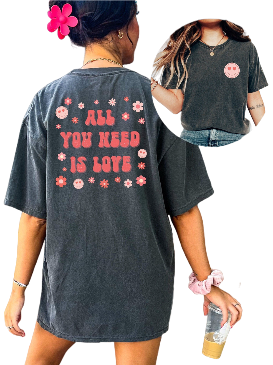 Retro Valentines Day Vintage Washed Shirt, All You Need Is Love Shirt, Vintage Couples Shirt, Love