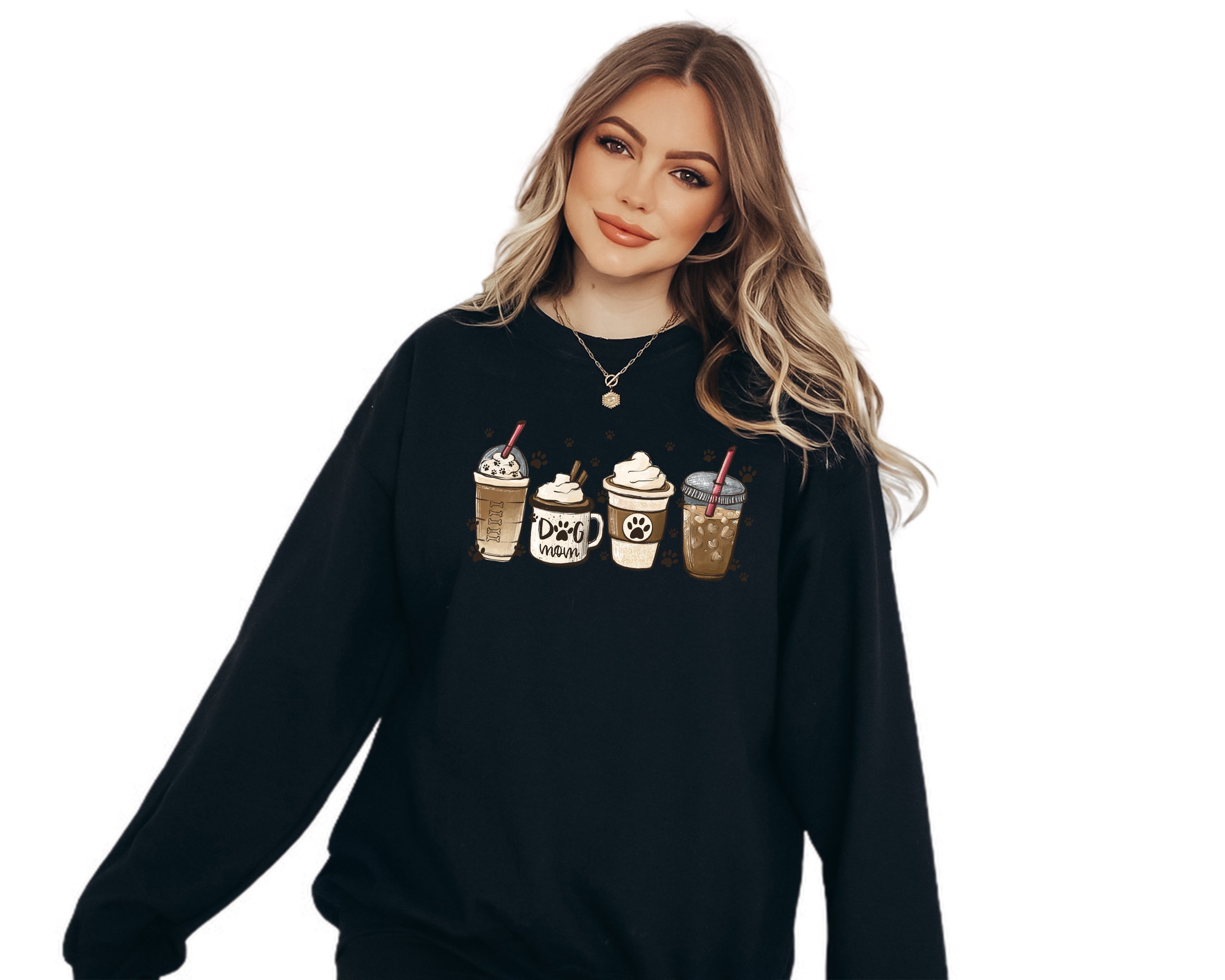 Dog Mom Coffee Lover Sweatshirt, Fall Iced Coffee Mom Shirt, Vintage Sweater, Mama Shirt, Womens