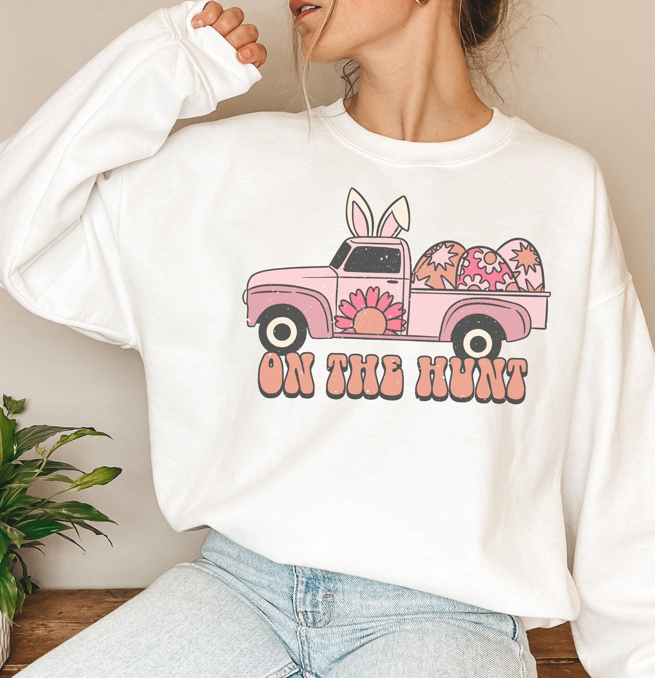 On the Hunt Comfort Colors Shirt, Hunting Crew Shirt, Hunting Truck Easter Shirt, Happy Easter, Cute Bunny's on the Hunt, Easter Matching