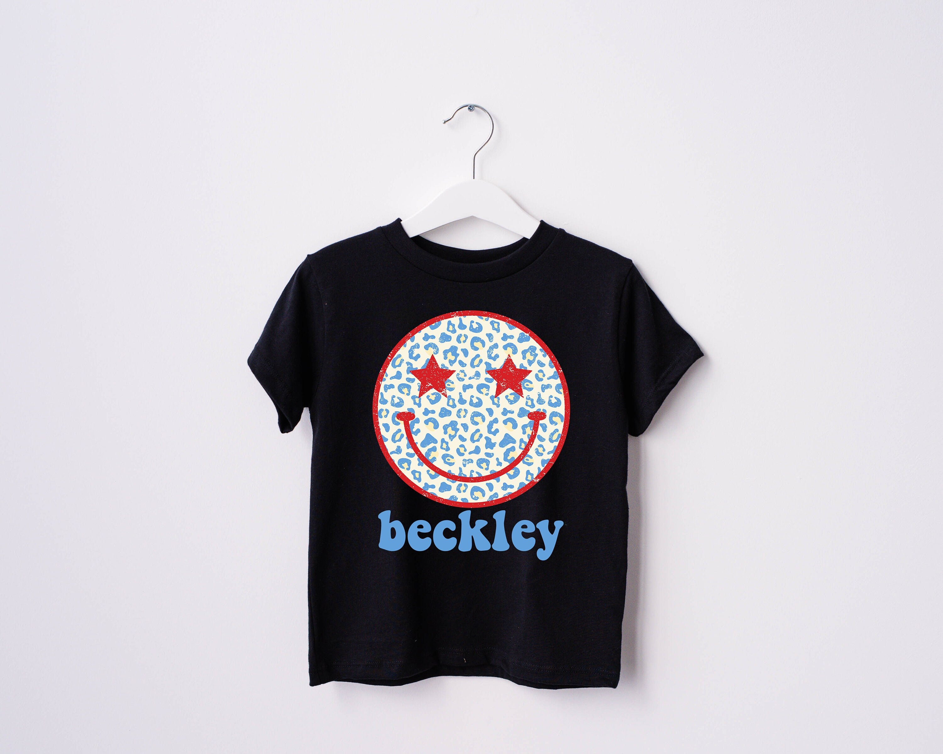 Custom Cheetah Smiley USA shirt, 4th of July tee, Retro fourth shirt, Youth 4th of July shirt, America Patriotic Shirt, Toddler & Infant