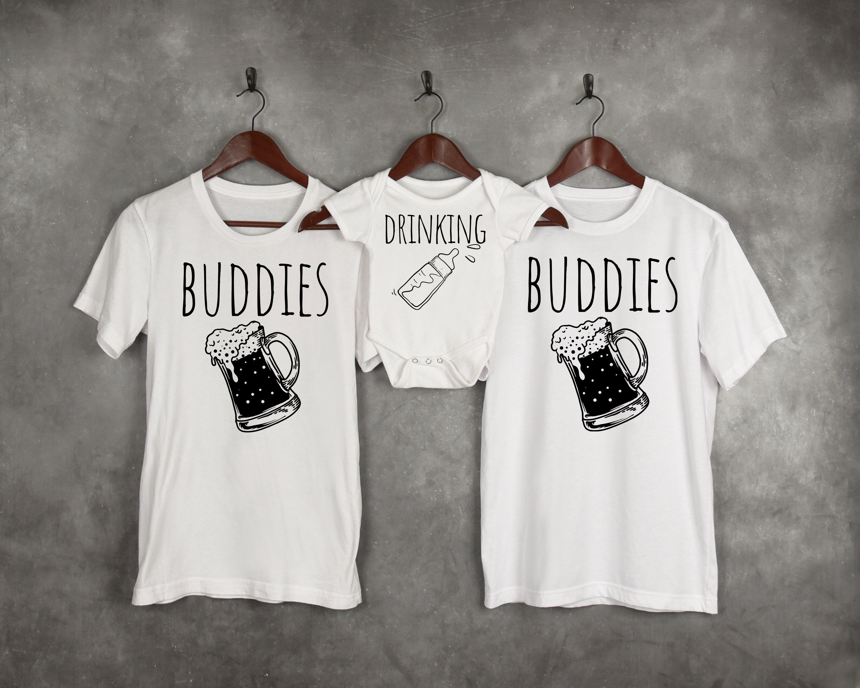 Drinking Buddies Shirt Set, Father Son Shirts, Father's Day Gift, New Father Daughter Set, Funny Dad Drinking Tee, Bottle and Beer