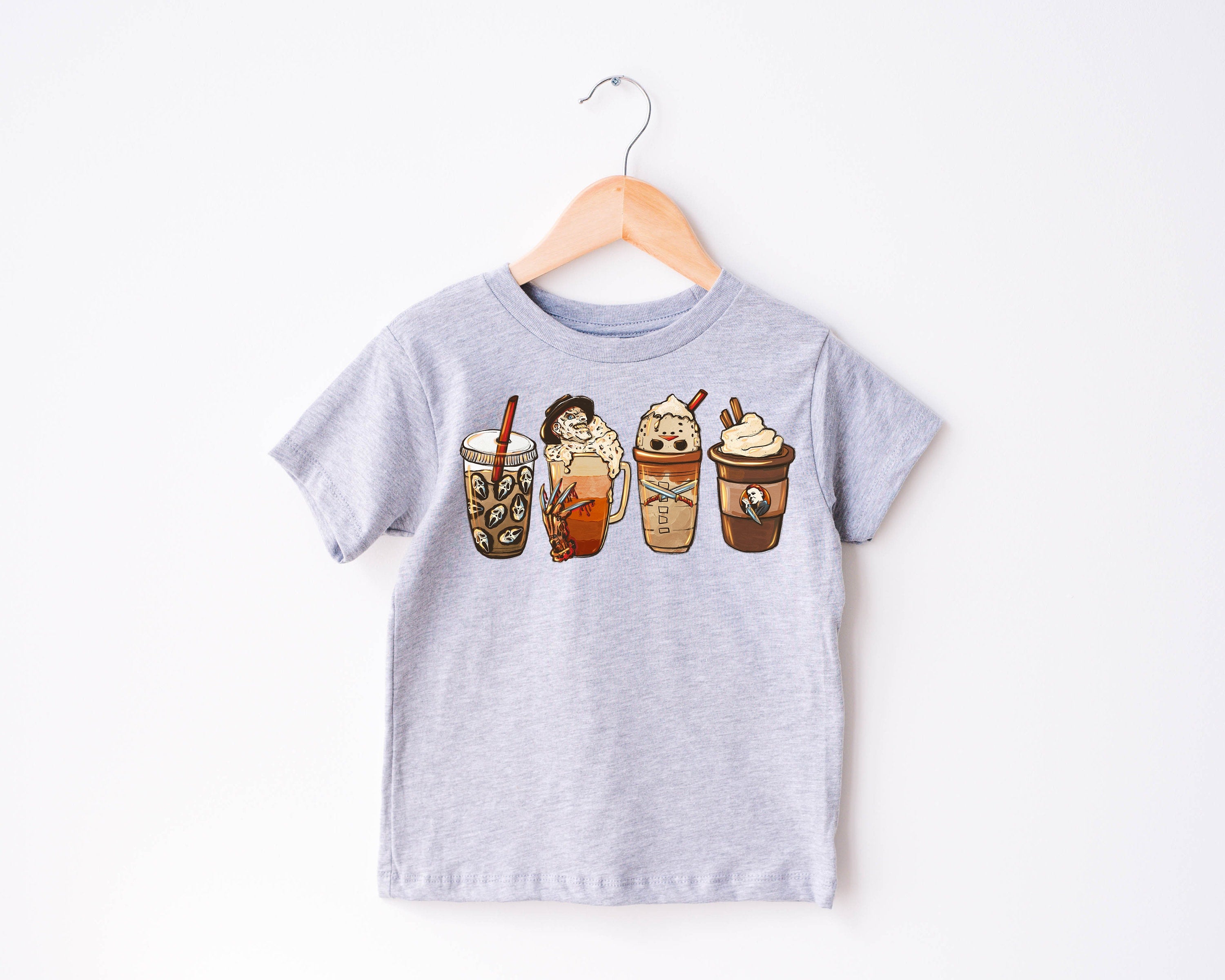 Horror Movies Ice Coffee Halloween, Pumpkin Season Toddler Tee, Cute Fall Girls Shirt, Toddler Youth Fall Tee, Retro Cute Vintage Bodysuit