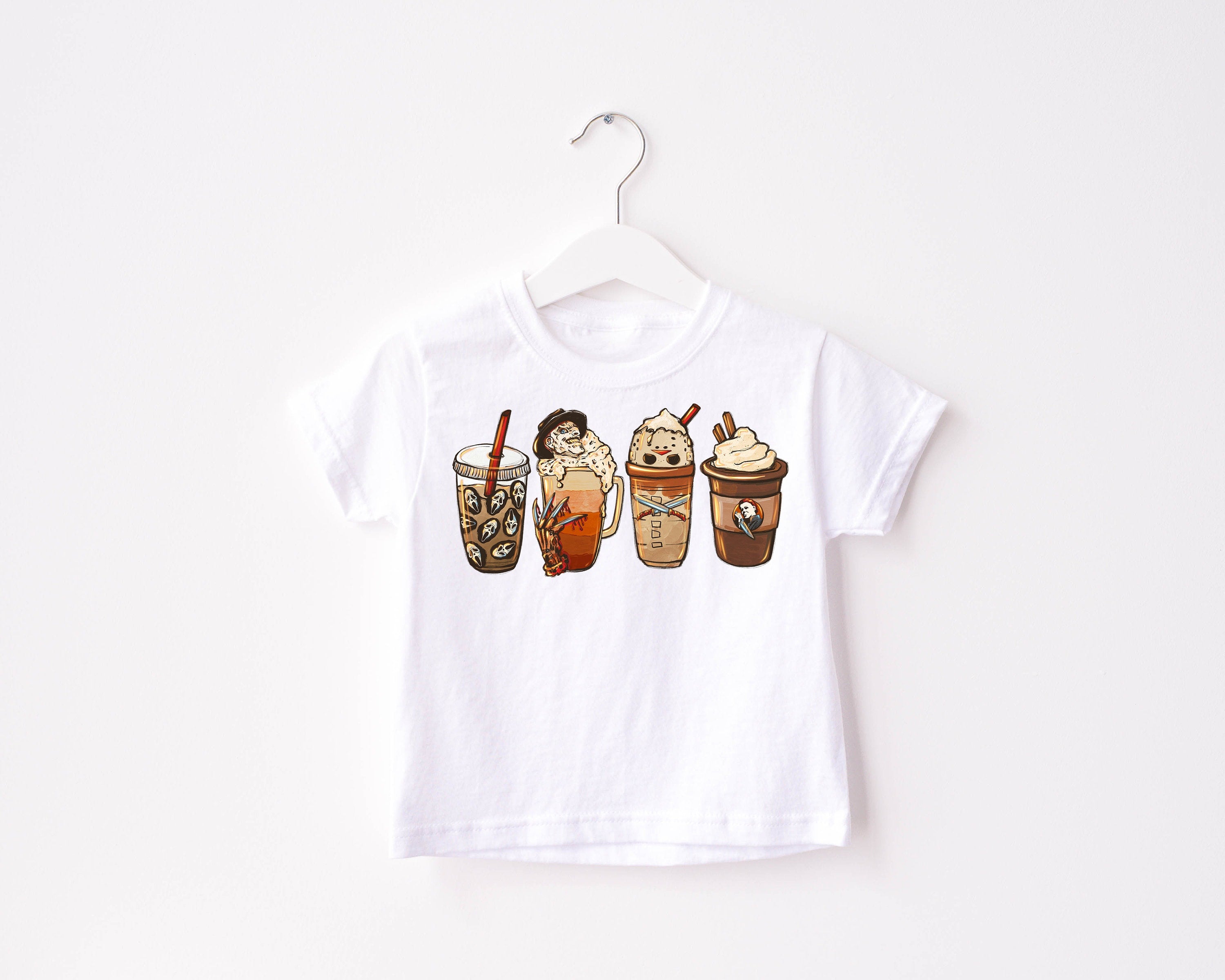 Horror Movies Ice Coffee Halloween, Pumpkin Season Toddler Tee, Cute Fall Girls Shirt, Toddler Youth Fall Tee, Retro Cute Vintage Bodysuit