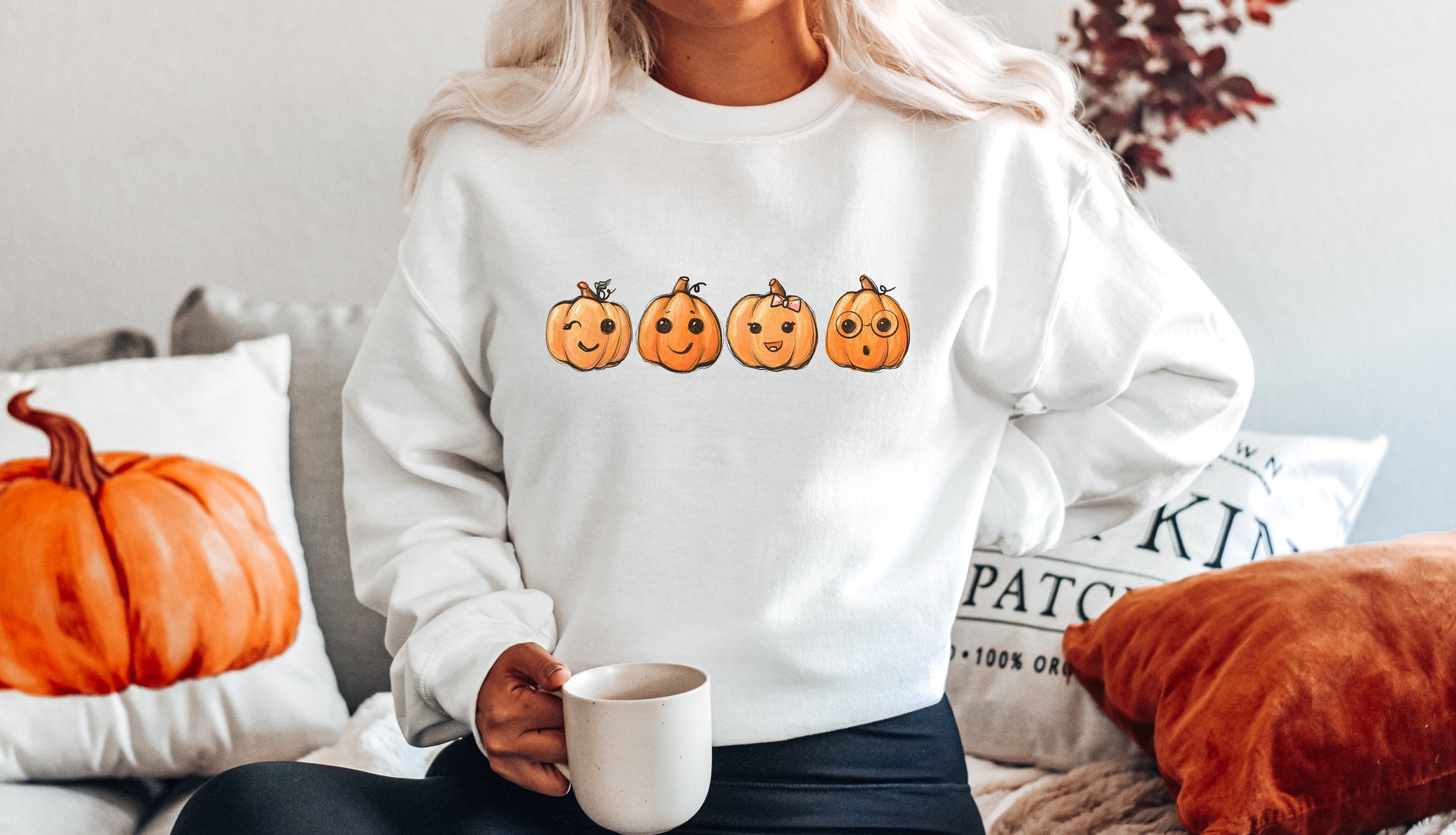 Cute Little Baby Pumpkins Sweatshirt, Spooky Halloween Mom Shirt, Vintage Sweater, Mama Shirt, Womens Cute Pumpkin Halloween Graphic
