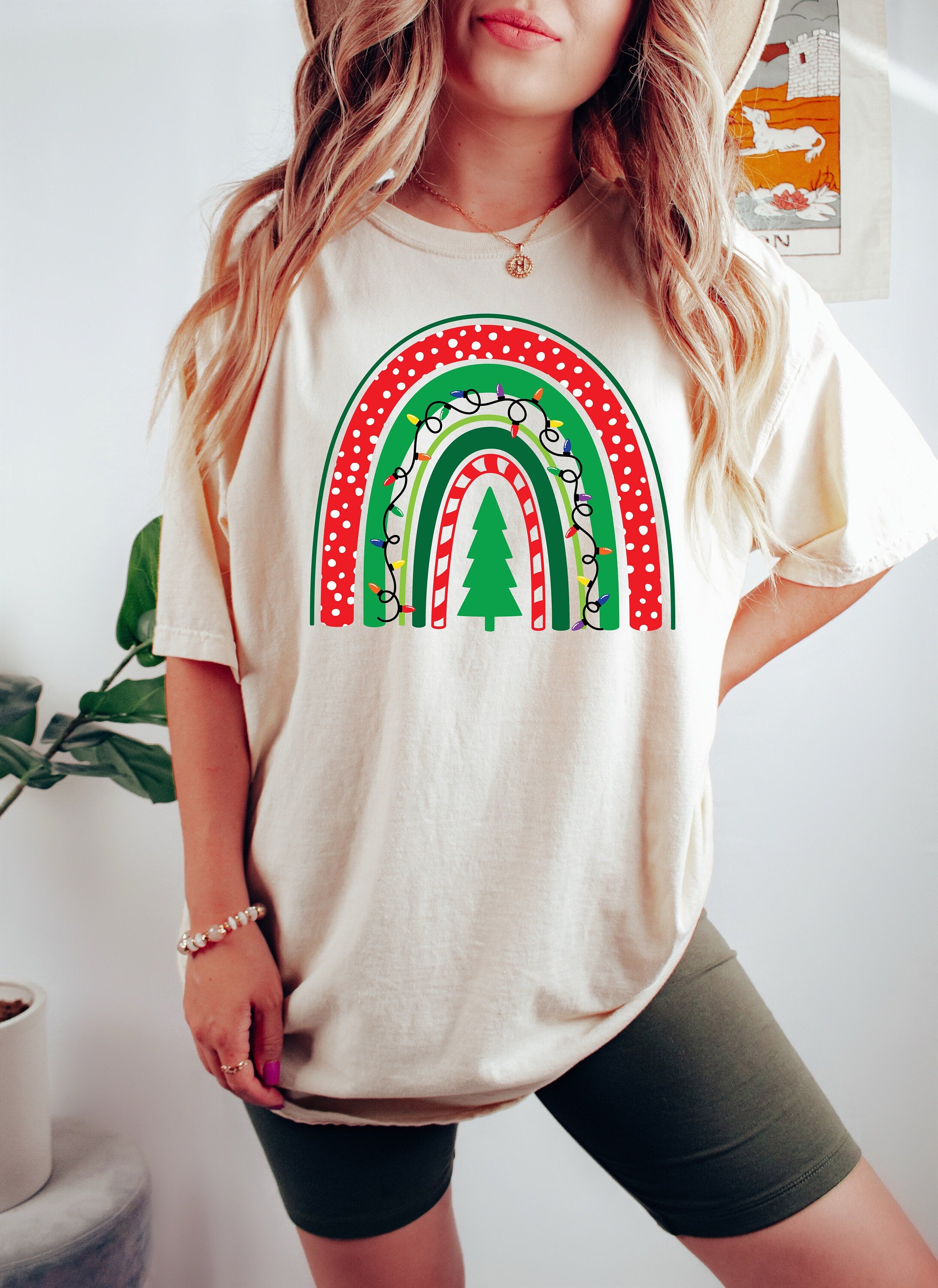 Retro Christmas Comfort Colors Shirt, Boho Christmas Tree Shirt, Vintage Santa Christmas Shirt, Retro Holiday Shirt, Ugly Sweater Shirt