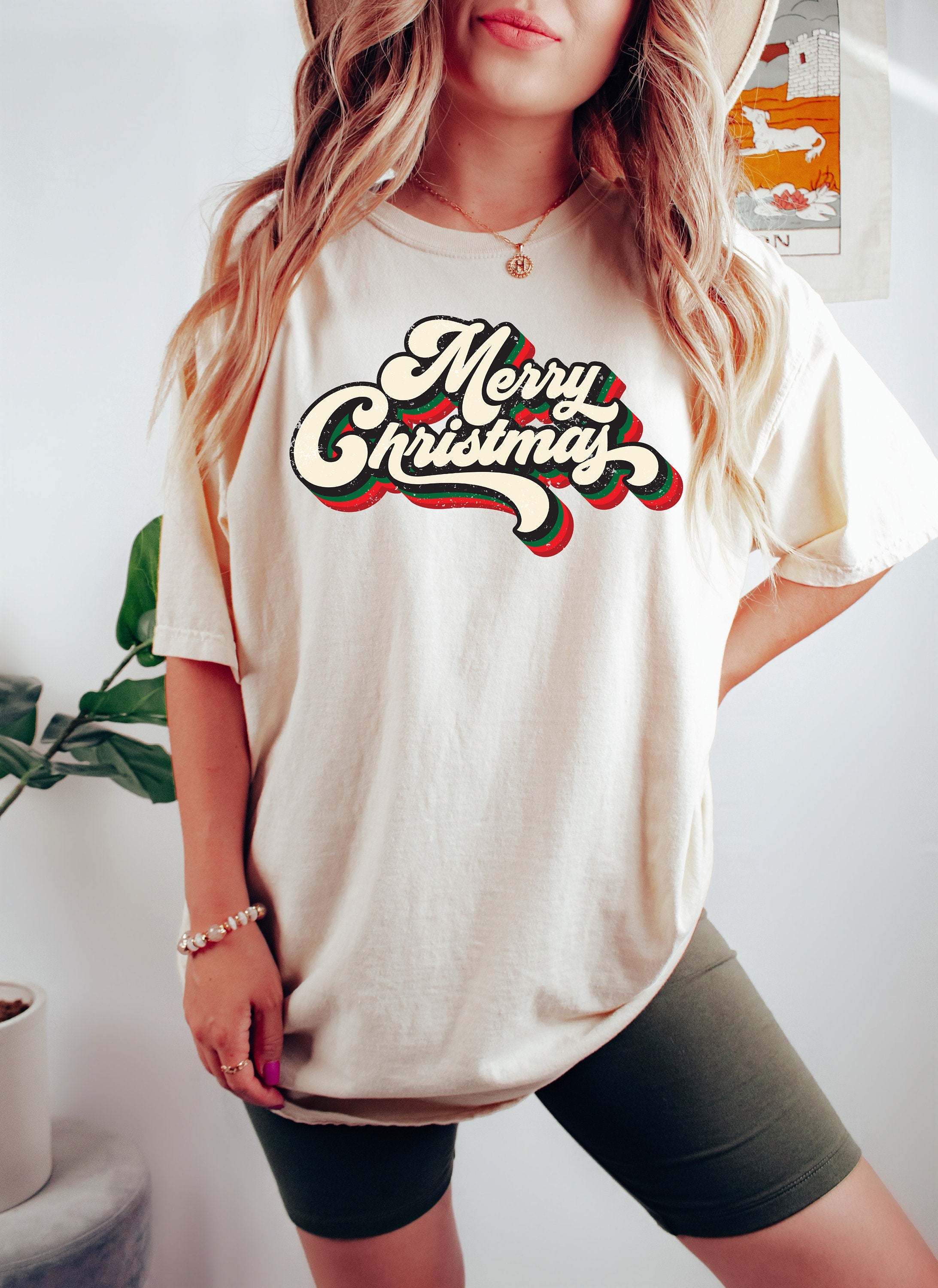 Retro Christmas Comfort Colors Shirt, Merry Christmas Tree Shirt, Vintage Santa Christmas Shirt, Retro Holiday Shirt, Ugly Sweater Shirt