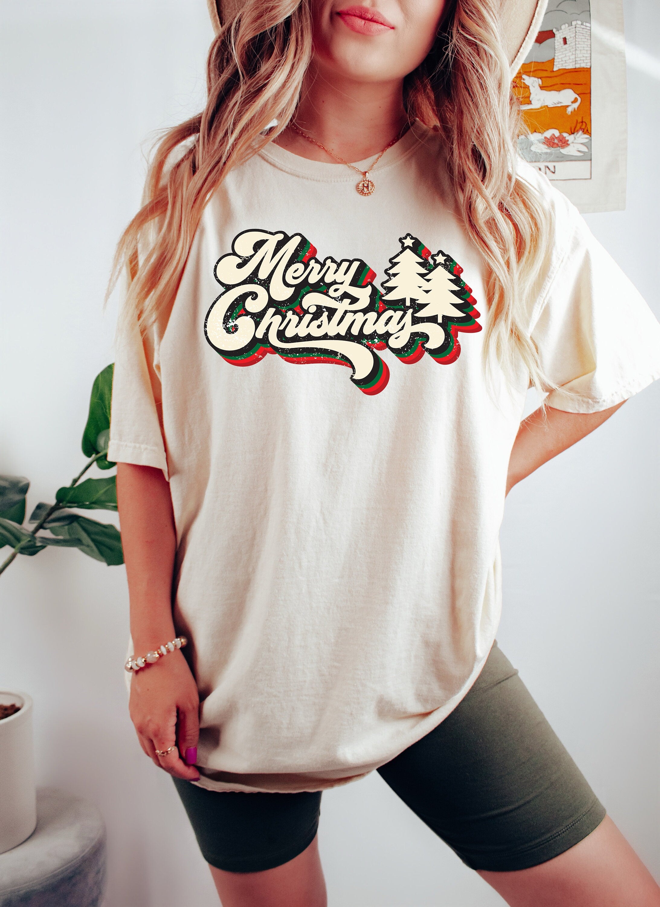 Retro Christmas Comfort Colors Shirt, Merry Christmas Tree Shirt, Vintage Santa Christmas Shirt, Retro Holiday Shirt, Ugly Sweater Shirt