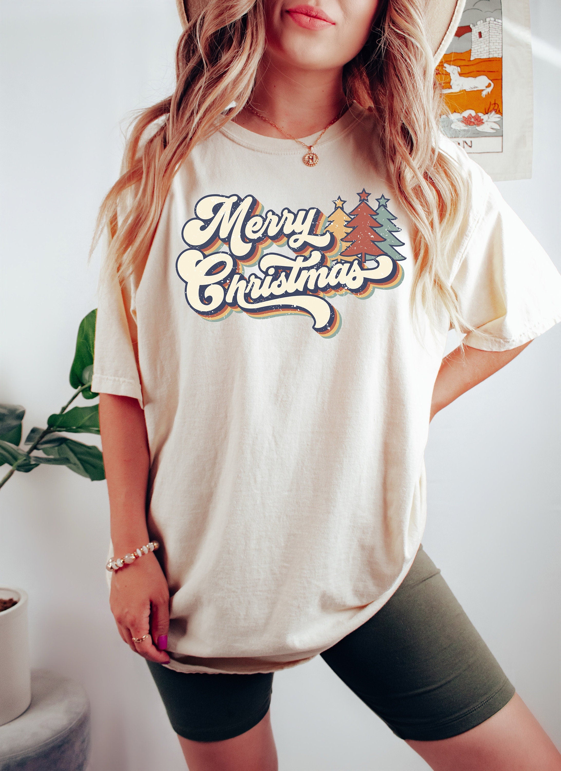 Retro Christmas Comfort Colors Shirt, Merry Christmas Tree Shirt, Vintage Santa Christmas Shirt, Retro Holiday Shirt, Ugly Sweater Shirt
