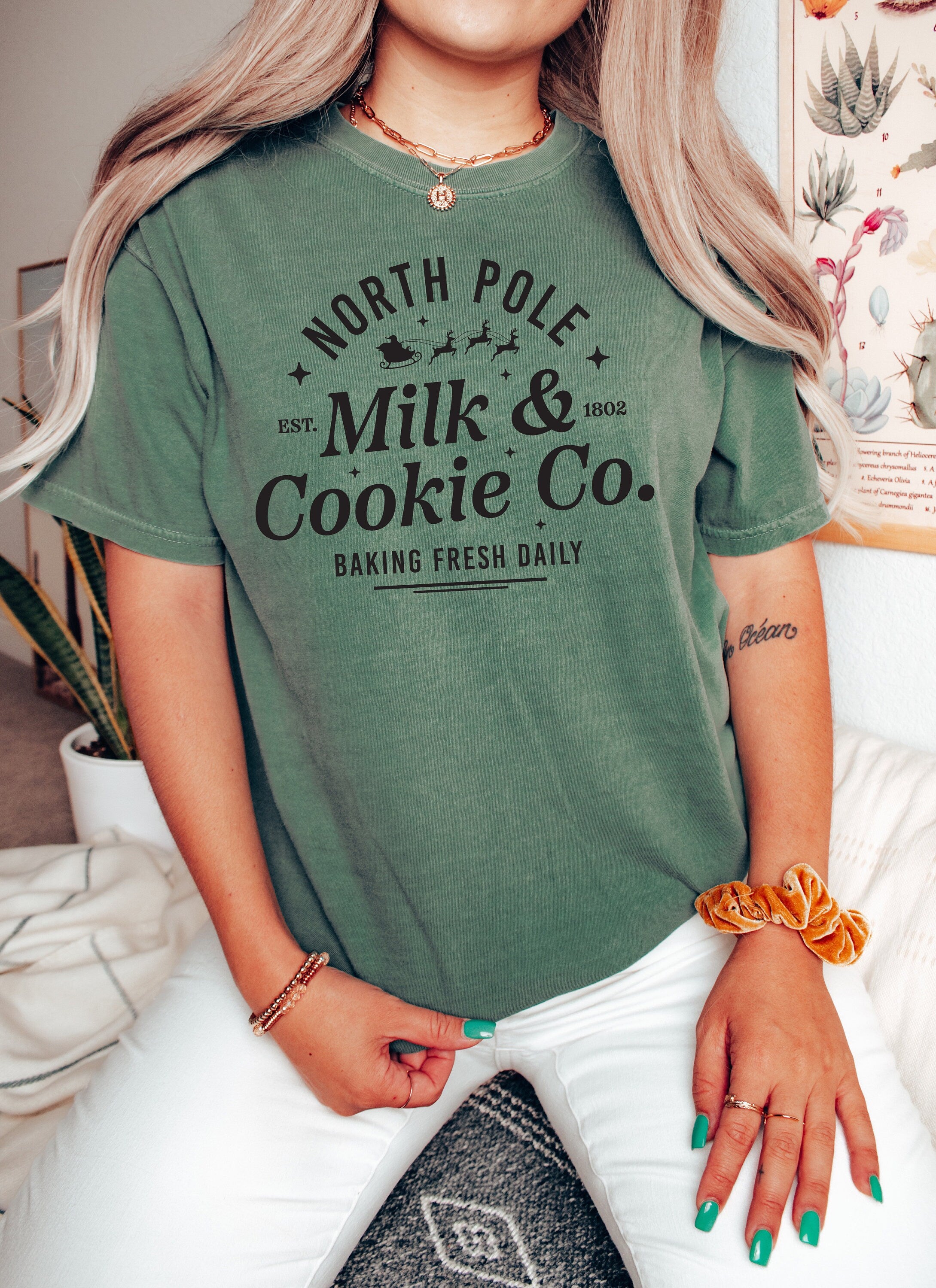 Retro Christmas Comfort Colors Shirt, Milk and Cookies Shirt, Vintage Santa Christmas Shirt, Retro Holiday Shirt, Ugly Sweater Shirt