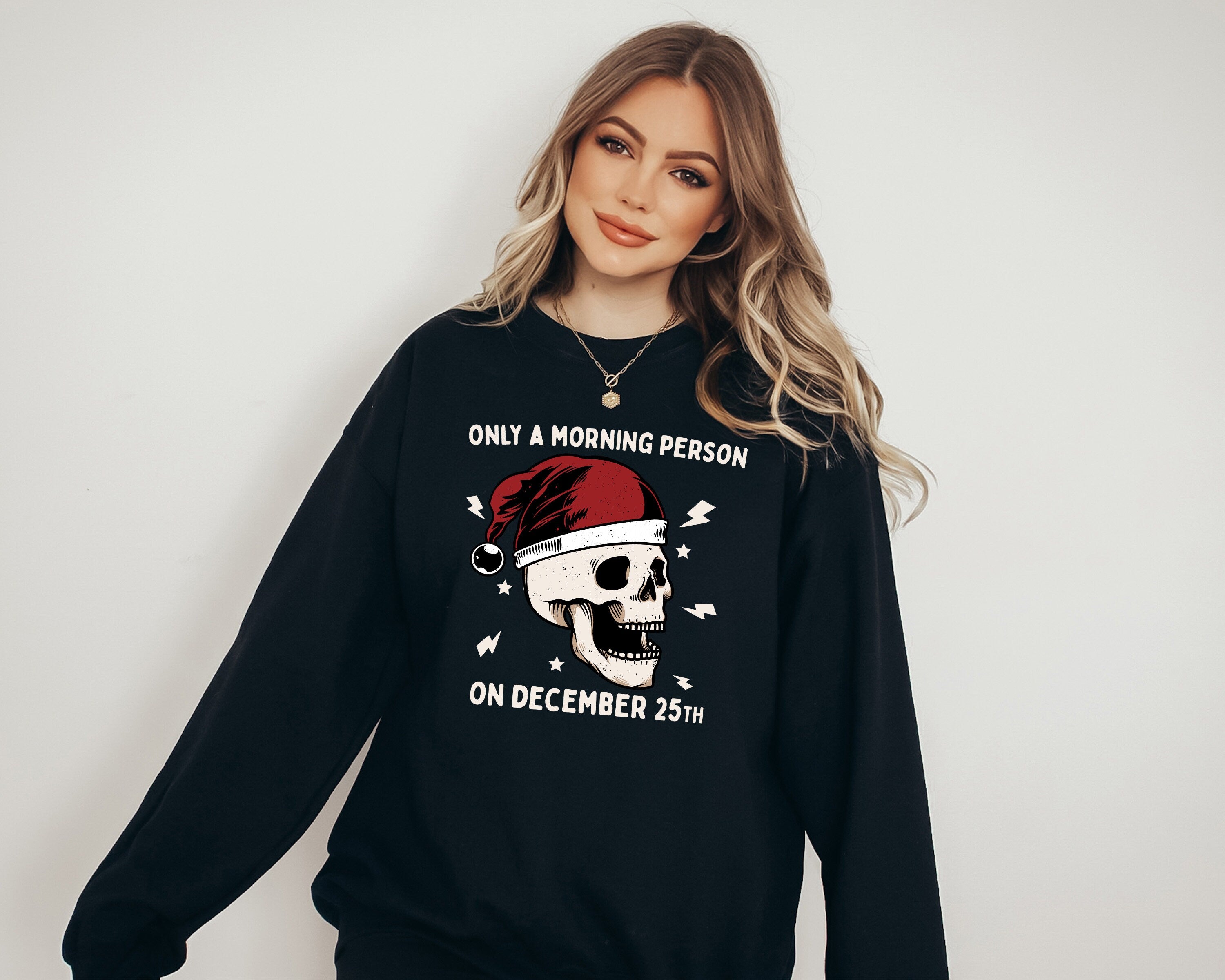 Not A Morning Person Sweater, Vintage Christmas, Christmas Sweatshirt, Women's Cute Santa, Xmas Graphic Pullover, Holiday Ugly Sweater
