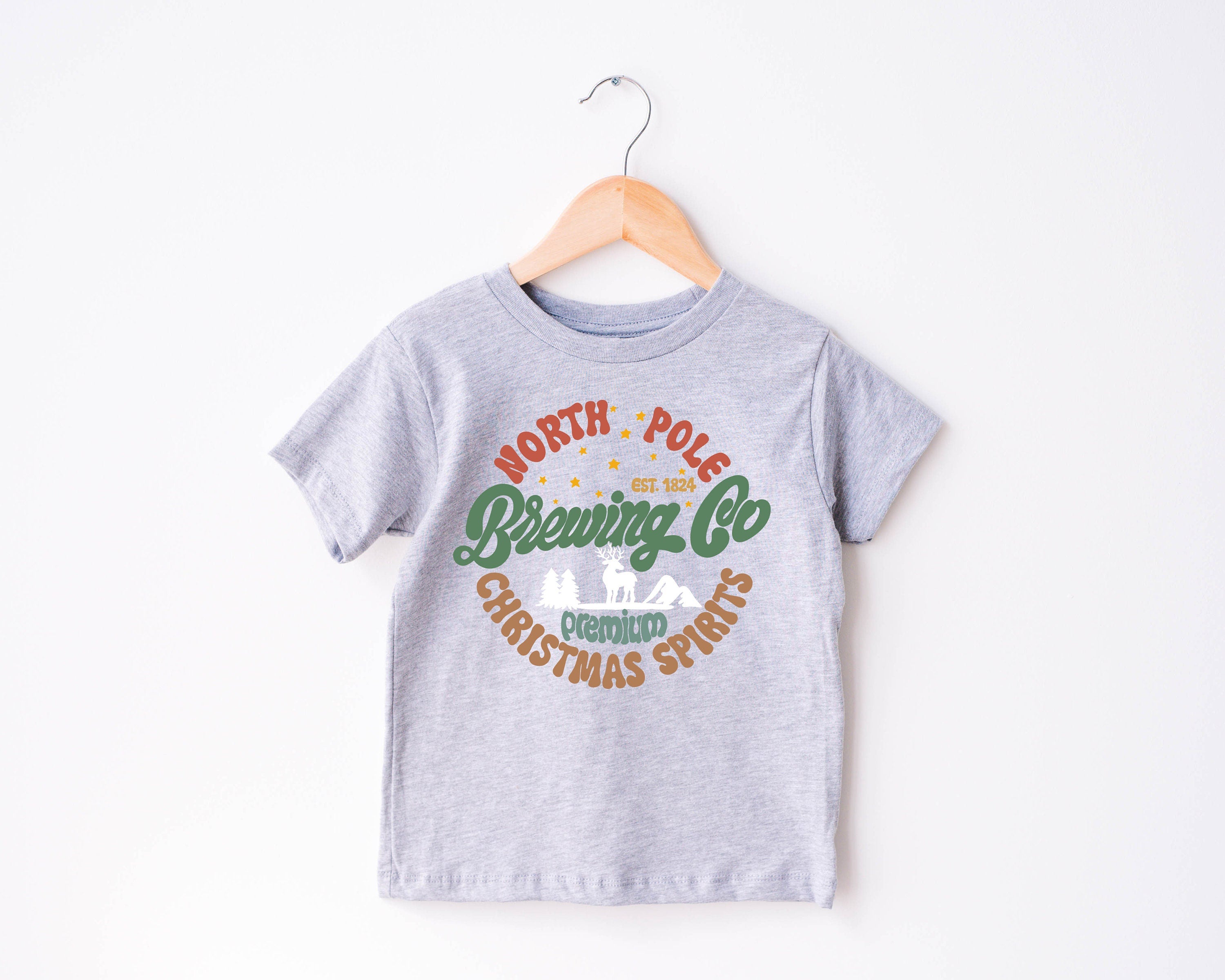 North Pole Brewing Toddler Tee, Christmas Season Shirt, Cute Holiday Girls Shirt, Toddler Youth Santa Tee, Retro Boho Cute Vintage Bodysuit