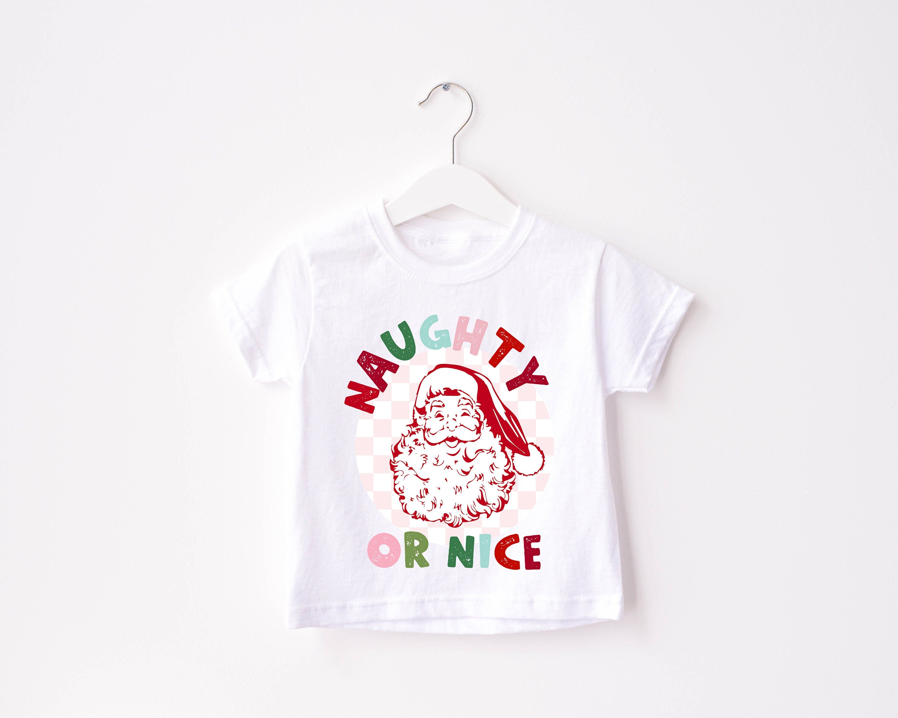 Naughty or Nice Toddler Tee, Christmas Season Shirt, Cute Holiday Girls Shirt, Toddler Youth Santa Tee, Retro Boho Cute Vintage Bodysuit