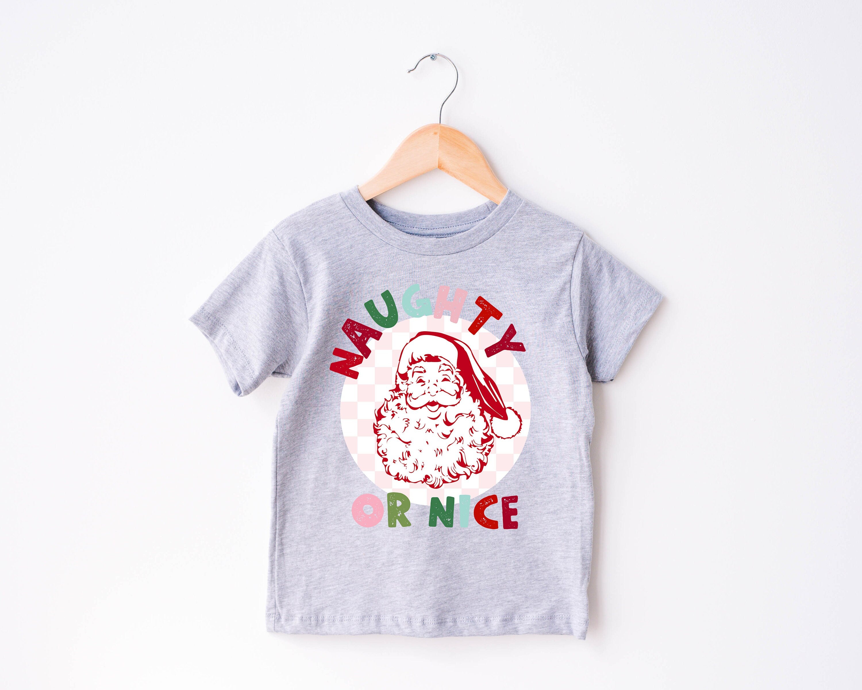 Naughty or Nice Toddler Tee, Christmas Season Shirt, Cute Holiday Girls Shirt, Toddler Youth Santa Tee, Retro Boho Cute Vintage Bodysuit